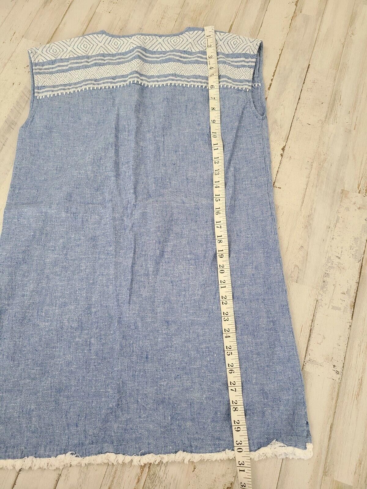 Designer Soft Joie Dress Extra Small Linen Blend Blue Boho Embroider Size XS / US 0-2 / IT 36-38 - 5 Thumbnail