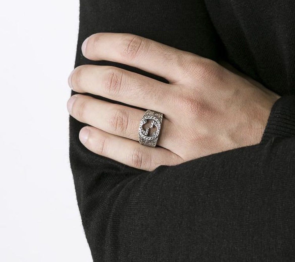 Gucci Gucci GG Logo Sterling Silver 925 Ring Unisex 445302 Size ONE SIZE - 4 Thumbnail
