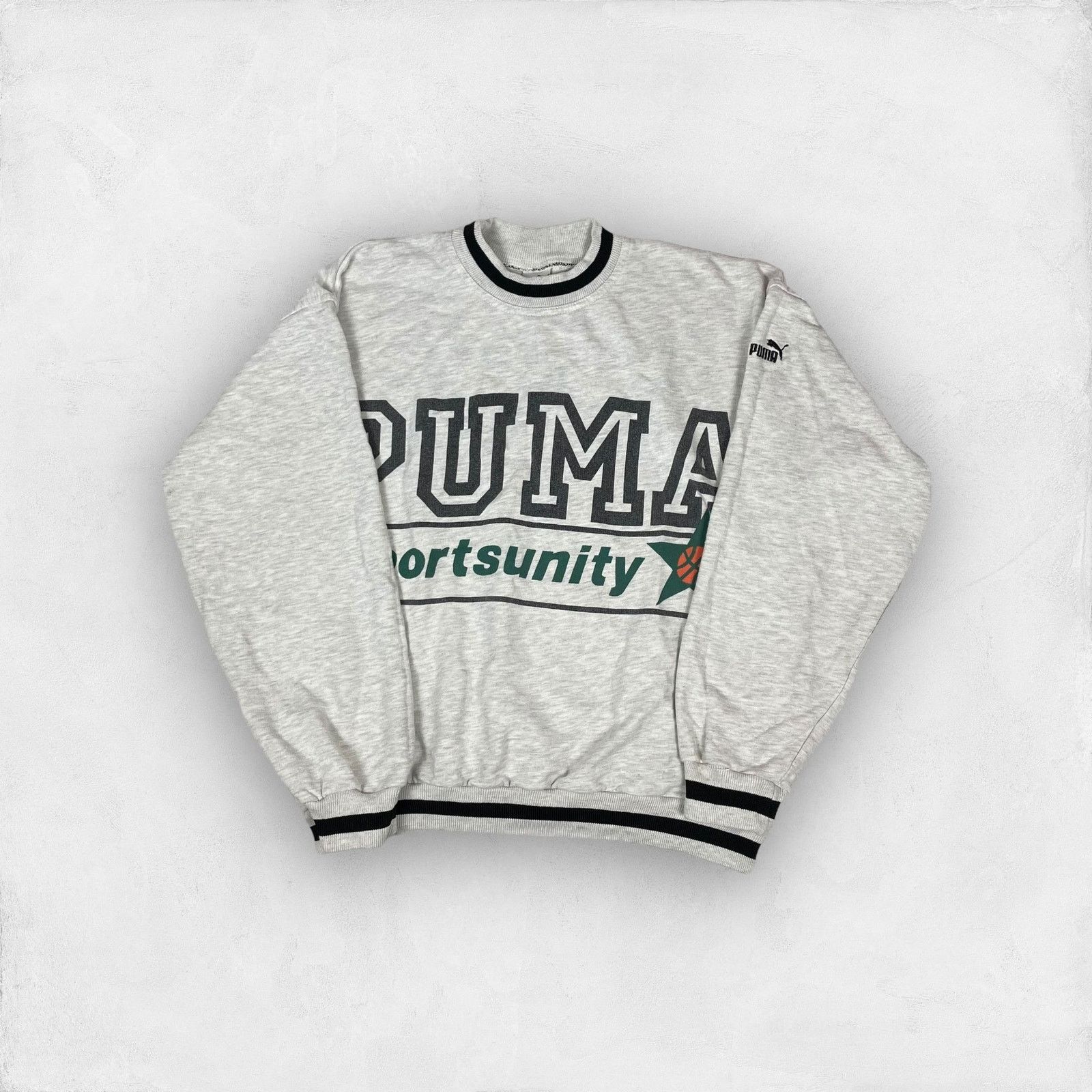 Puma × Vintage Puma Men's Heather Gray Cotton Pullover Sweatshirt Medium Size US M / EU 48-50 / 2 - 1 Thumbnail
