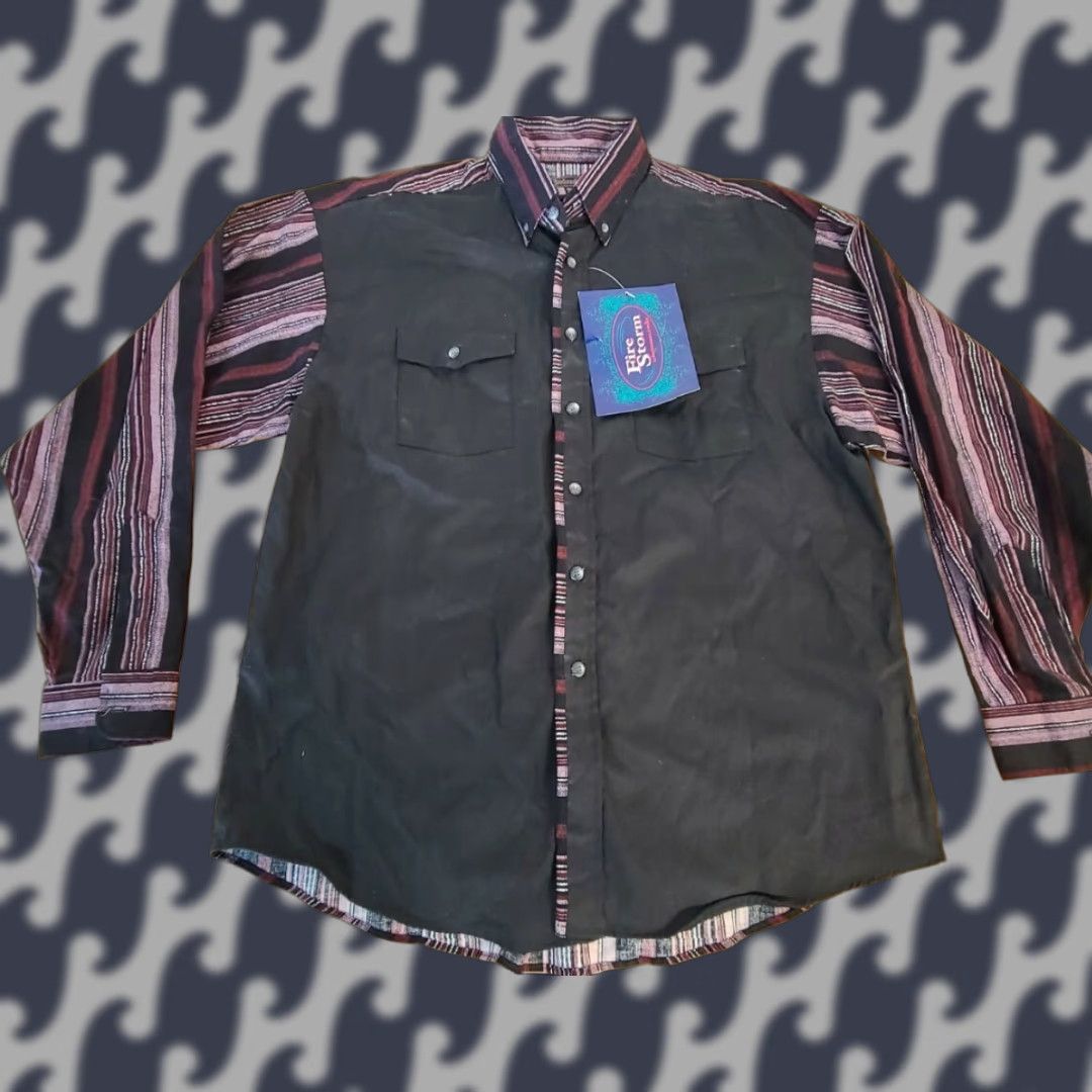 Vintage VINTAGE Panhandle Slim Mens Shirt 17 35/36 Purple Western Button-Up Long Sleeve Snapped Cowboy Satin Deadstock Mens Size US XL / EU 56 / 4 - 1 Thumbnail