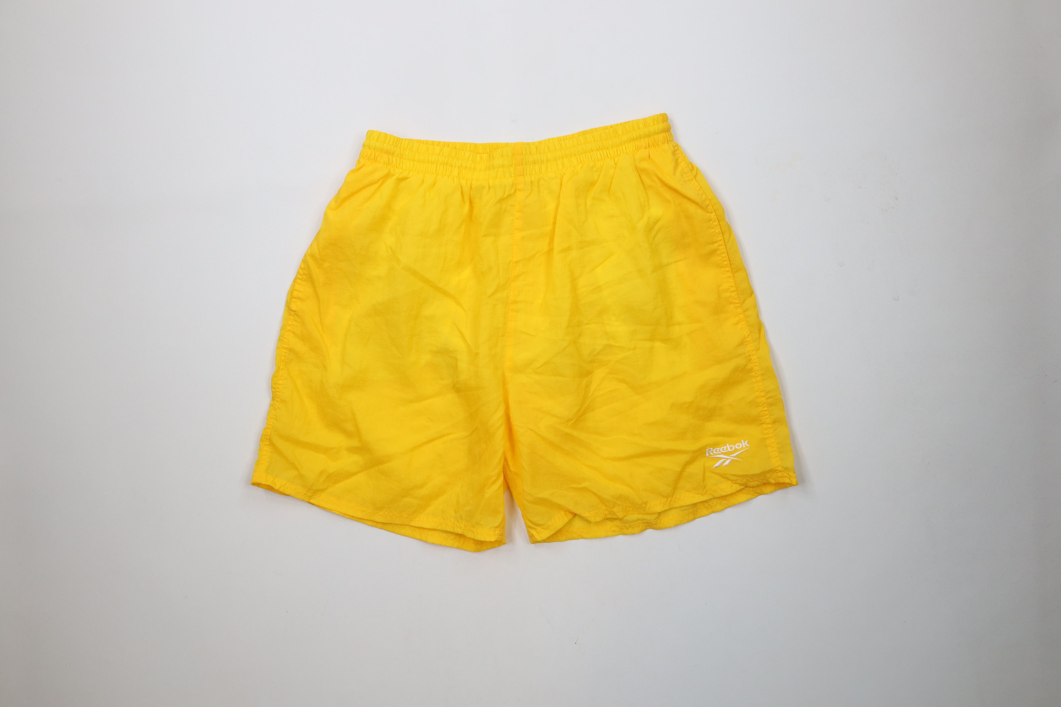 Reebok × Vintage Vintage 90s Reebok Lined Above Knee Shorts Yellow Nylon Size US 36 / EU 52 - 1 Thumbnail