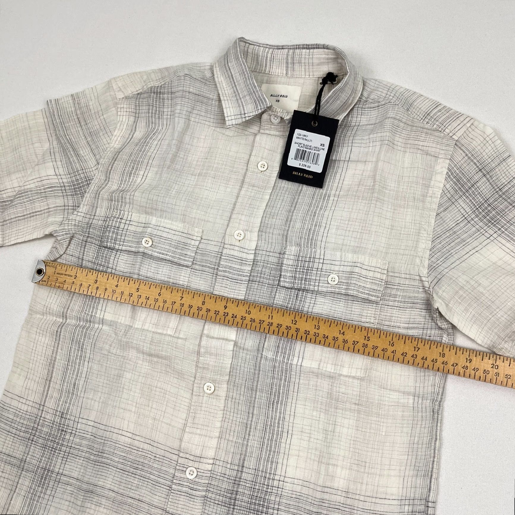Billy Reid Billy Reid Banks Shirt Mens XS White Line Plaid Linen Button Up Short Sleeve NEW Size US XS / EU 42 / 0 - 4 Thumbnail