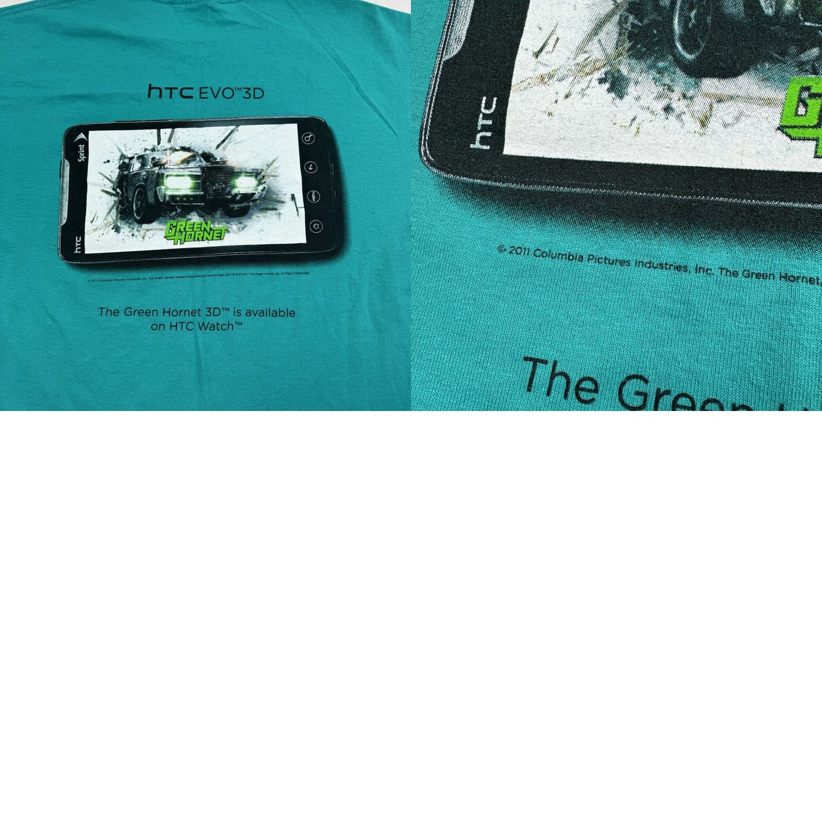 Gildan VINTAGE HTC Evo 3D Cell Phone Promotional Shirt Adult Medium Teal Green Hornet 2011 Size US M / EU 48-50 / 2 - 8 Thumbnail