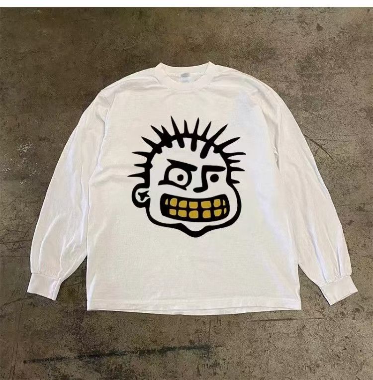 Vintage White casual retro hip-hop print long-sleeved t-shirt Size US M / EU 48-50 / 2 - 1 Thumbnail