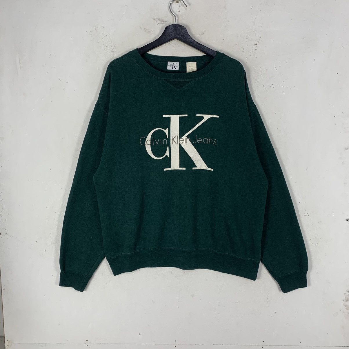 Calvin Klein vintage green Calvin Klein crewneck Streetwear sweatshirt Size US XL / EU 56 / 4 - 1 Thumbnail