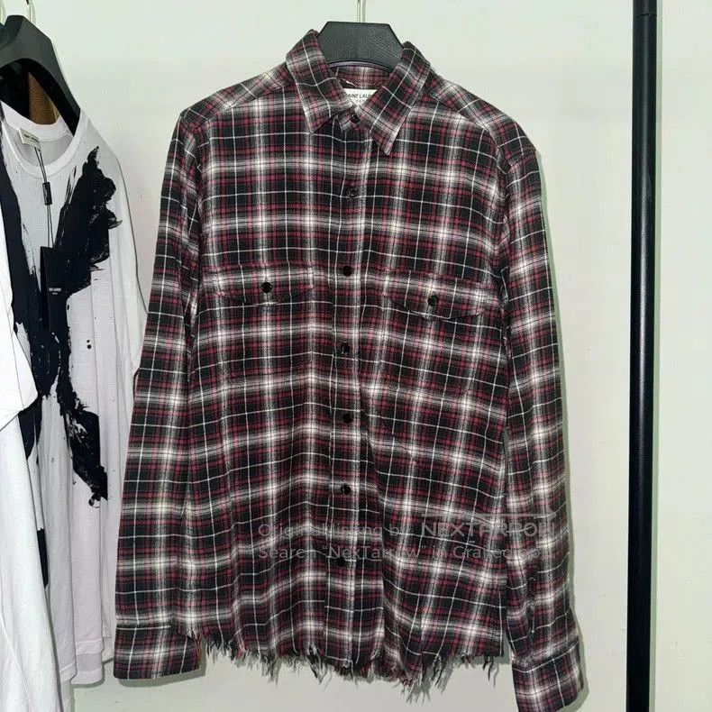 Saint Laurent Paris Saint Laurent SLP16SS Fringe Plaid Shirt Size US S / EU 44-46 / 1 - 1 Thumbnail