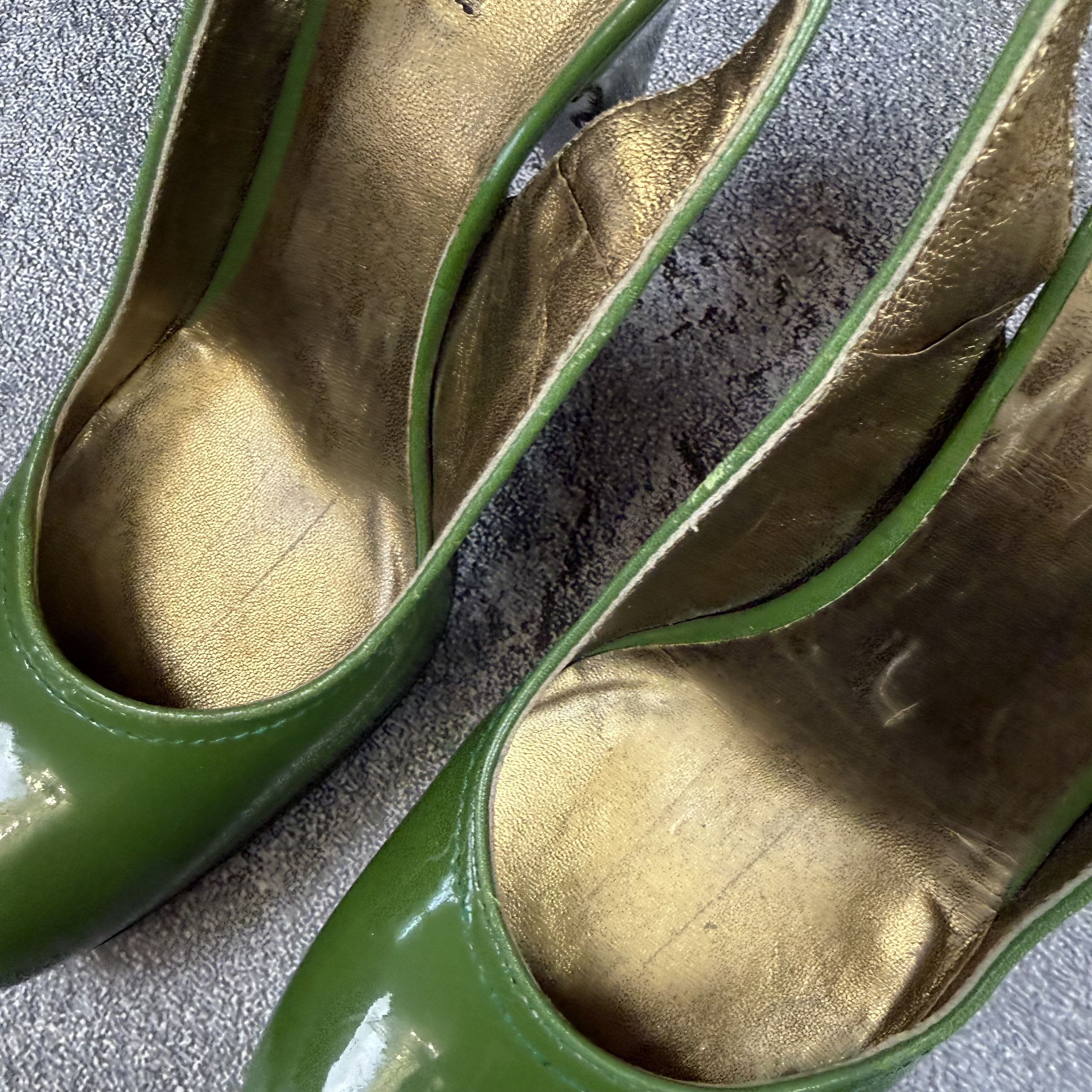 Miu Miu Miu Miu Patent Leather Slingback Heels Platform Green Size US 7 / IT 37 - 4 Thumbnail