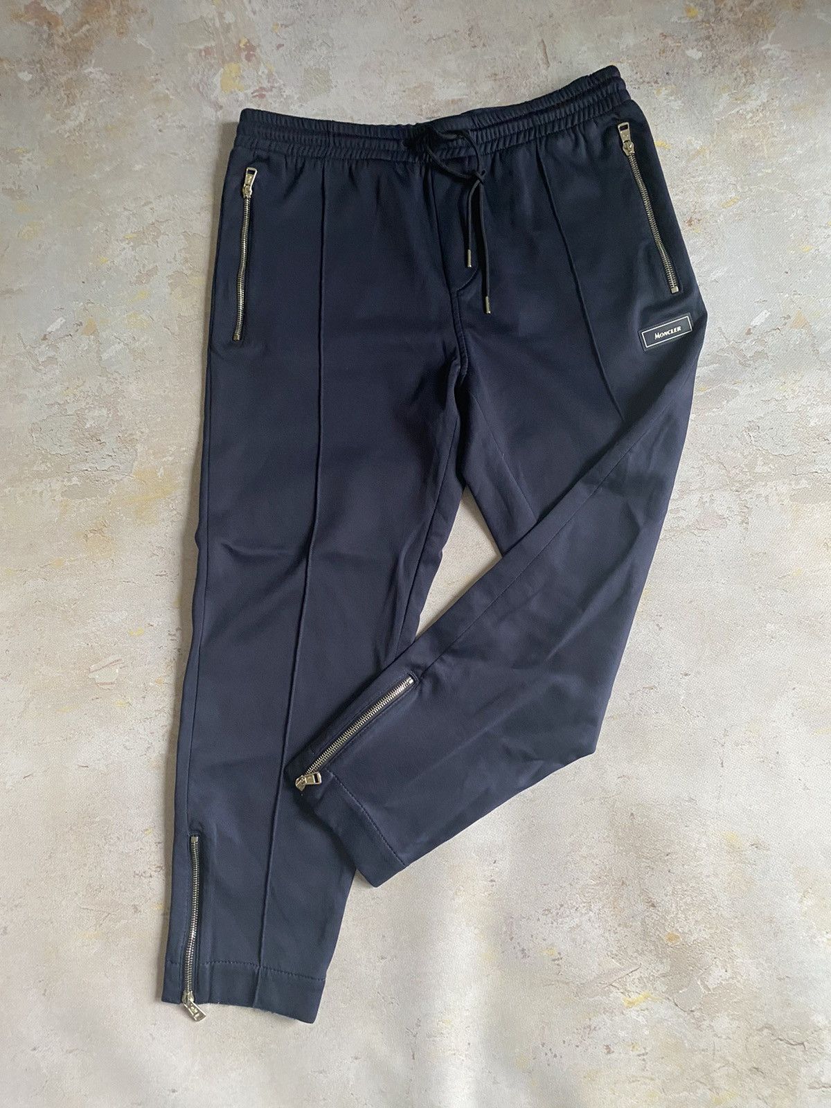 image of Moncler Zipped Track Pants in Navy, Men's (Size 34)