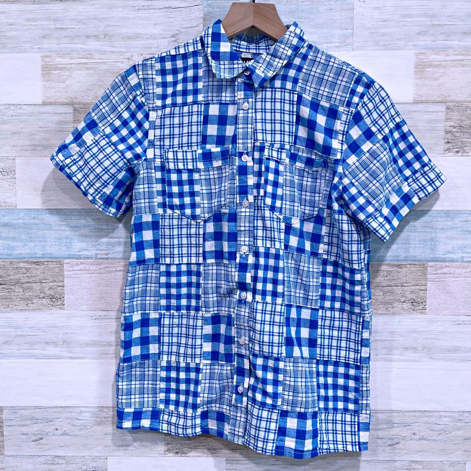 Lands' End Lands End Patchwork Plaid Button Up Shirt Blue Womens XS Size XS / US 0-2 / IT 36-38 - 1 Thumbnail