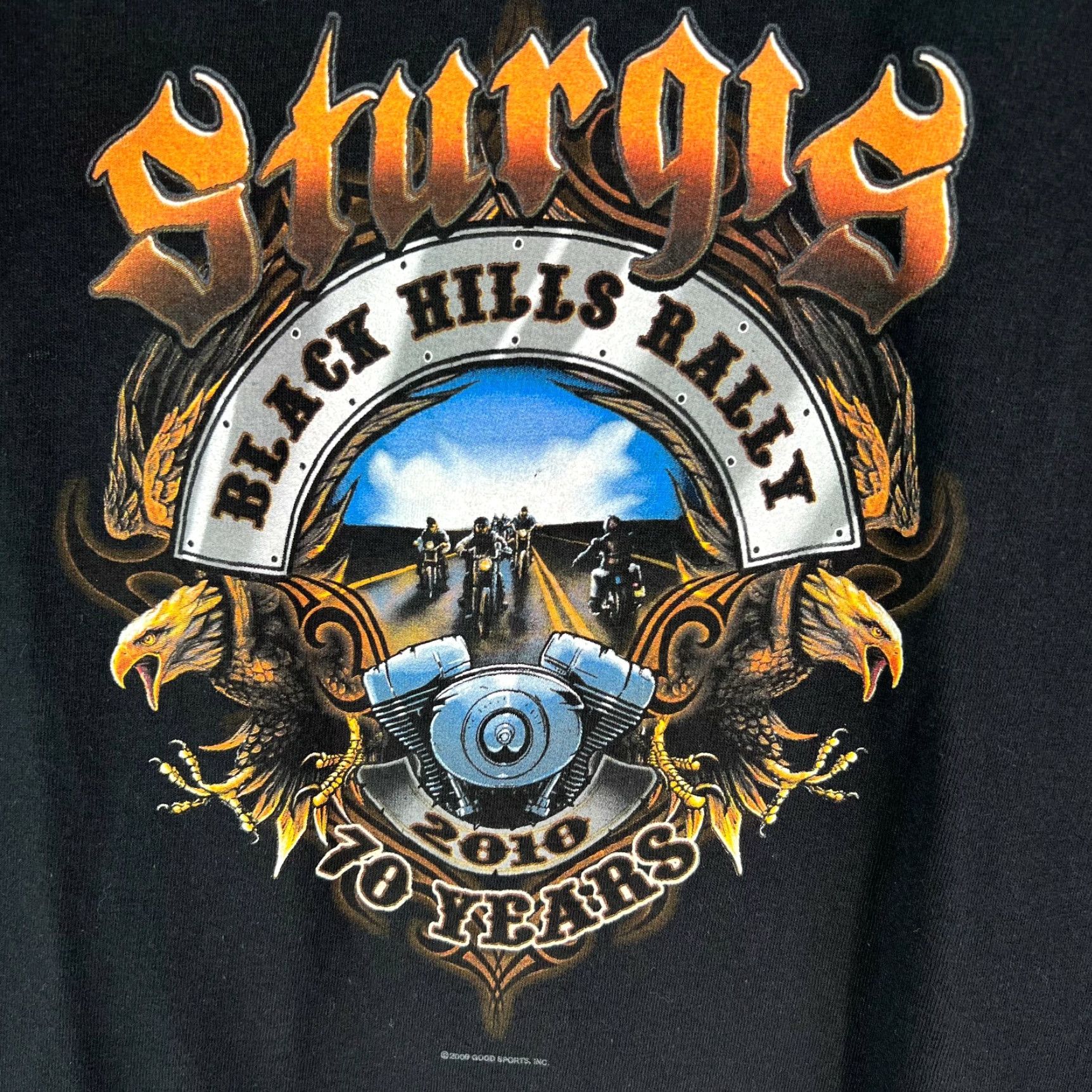 Anvil Anvil Mens Black Graphic T Shirt XL Sturgis Black Hills Rally 70 Years 2010 Size US XL / EU 56 / 4 - 2 Thumbnail