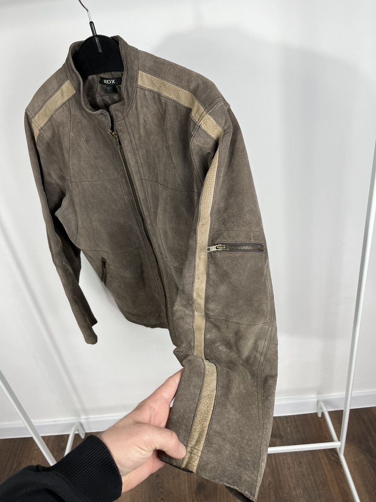Leather RDX Brown Suede Leather Biker Jacket Racer Moto Men Size M Size US M / EU 48-50 / 2 - 7 Thumbnail