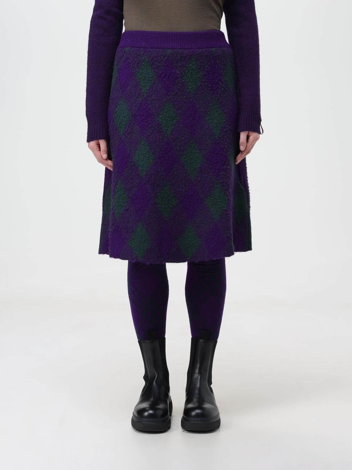 Burberry BURBERRY green purple argyle knit wool skirt Daniel Lee Size 30" / US 8 / IT 44 - 2 Thumbnail