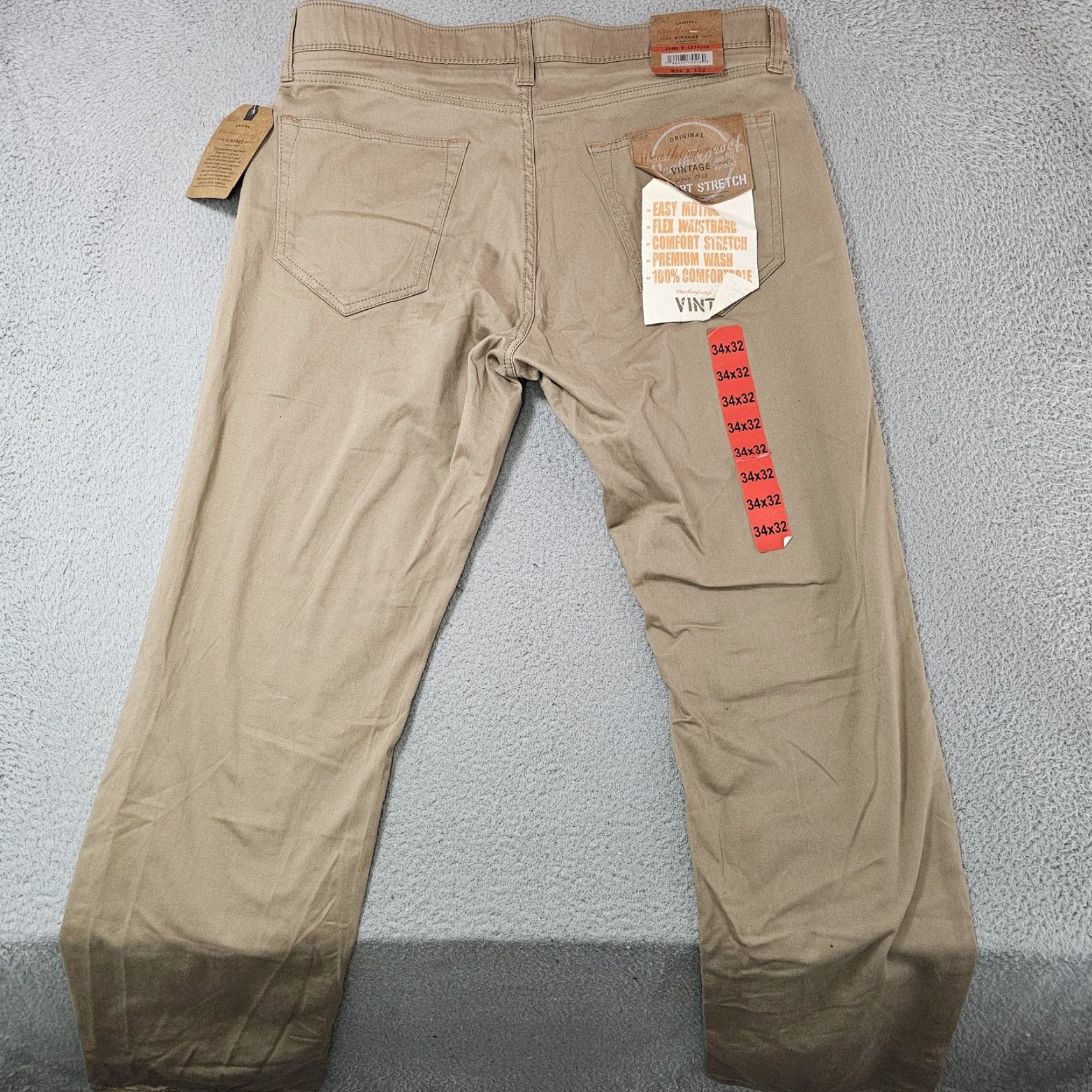 Weatherproof VINTAGE Weatherproof Jeans Mens 34x32 Beige Straight Fit Comfort Stretch Denim Size US 34 / EU 50 - 7 Thumbnail