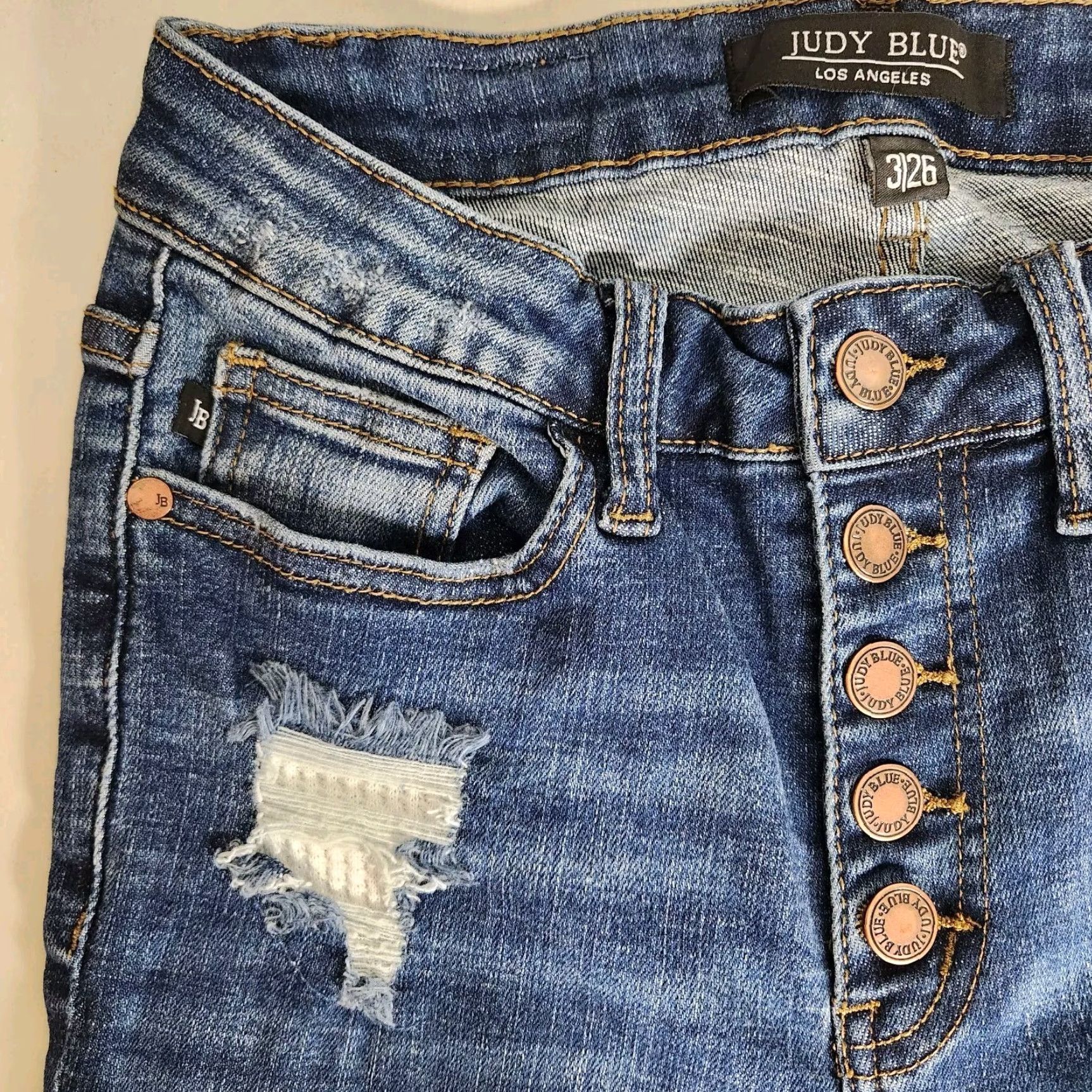 Vintage Judy Blue Mid Rise Medium Wash Skinny Jeans w/Thermal Patch Insert - Size 3/26 Size 26" / US 2 / IT 38 - 7 Thumbnail