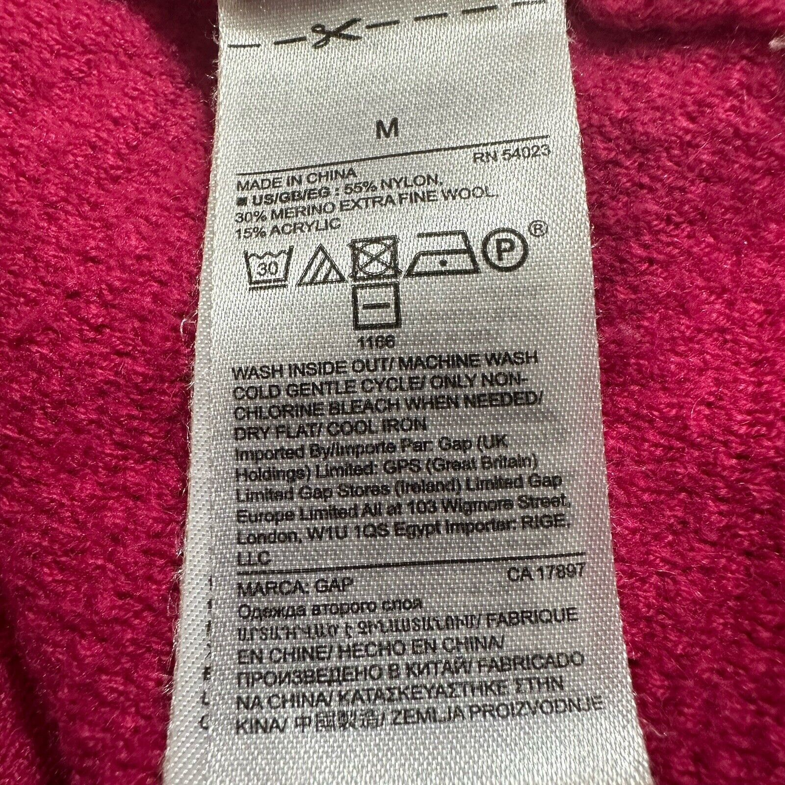 Gap GAP Medium V-Neck Sweater Merino Extra Fine Wool Hot Pink Size M / US 6-8 / IT 42-44 - 4 Thumbnail