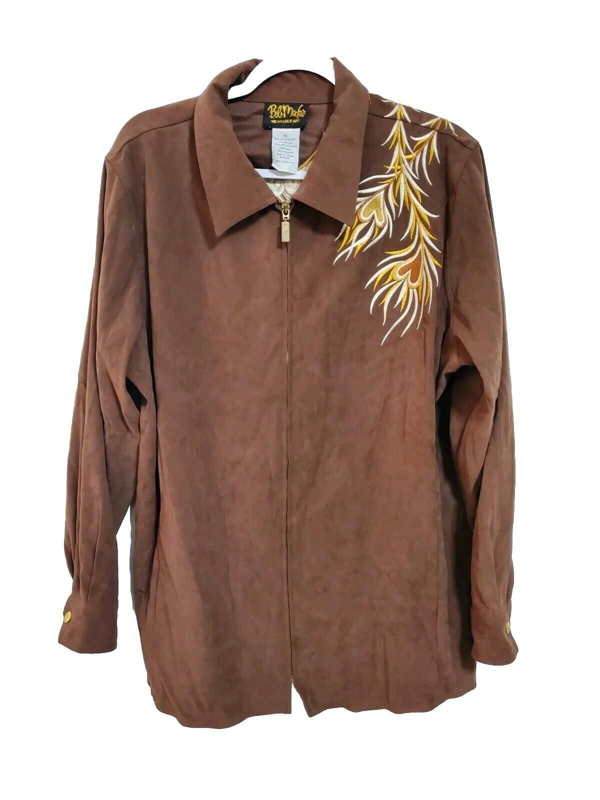 Other Bob Mackie Wearable Art Embroidered Phoenix Brown Jacket 1X Size XL / US 12-14 / IT 48-50 - 1 Thumbnail