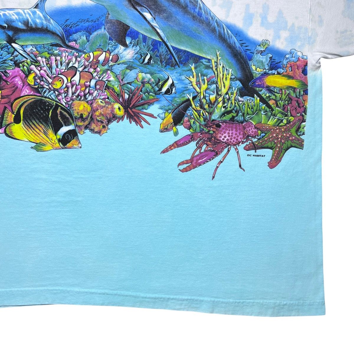 Habitat 1990s Dolphin Reef Habitat Nature Wrap Around Tie Dye Tee Size US XXL / EU 58 / 5 - 12 Thumbnail