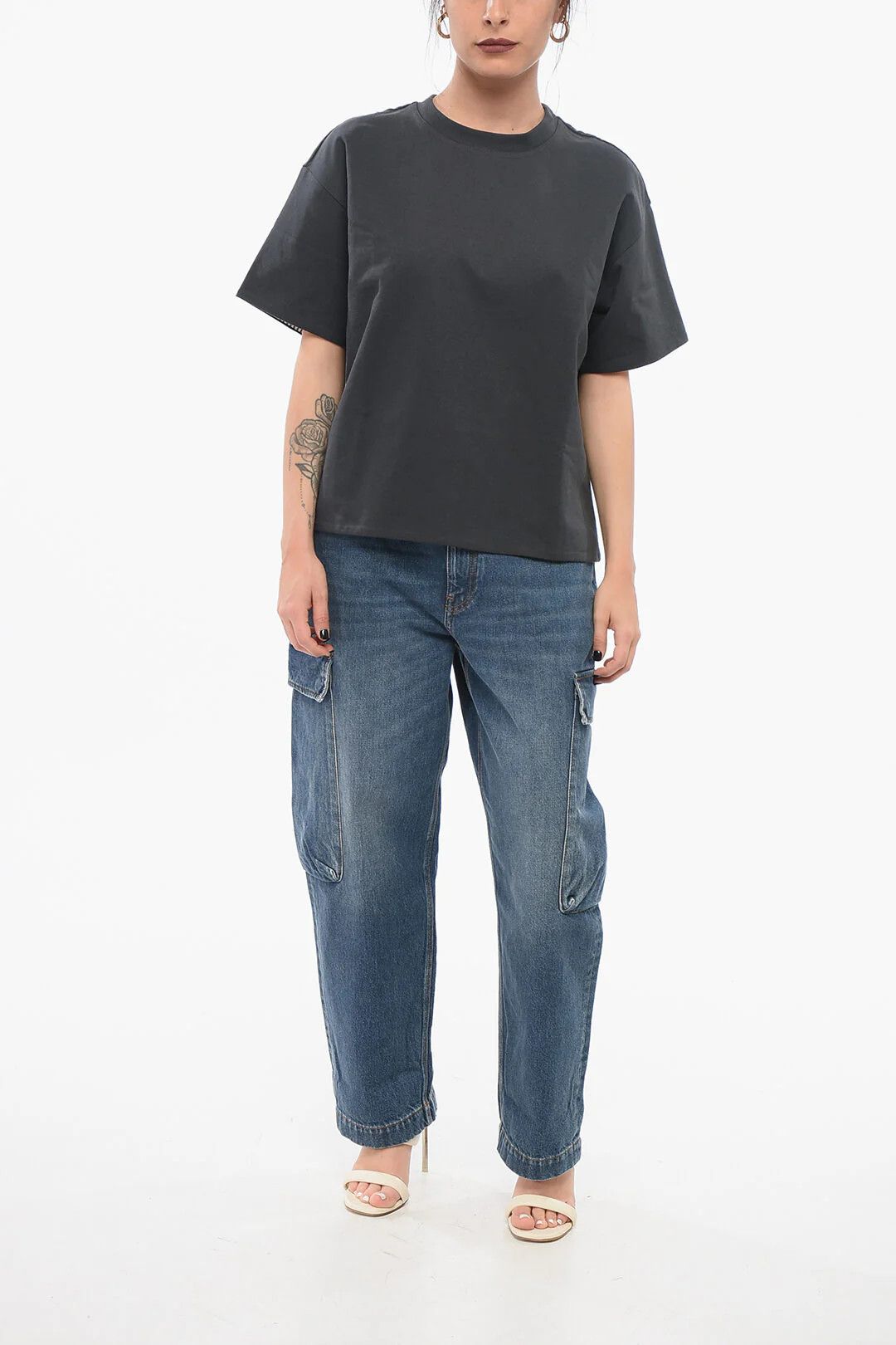 Bottega Veneta og1mm0426 Cotton Crewneck T-Shirt in Grey Size XS / US 0-2 / IT 36-38 - 4 Thumbnail
