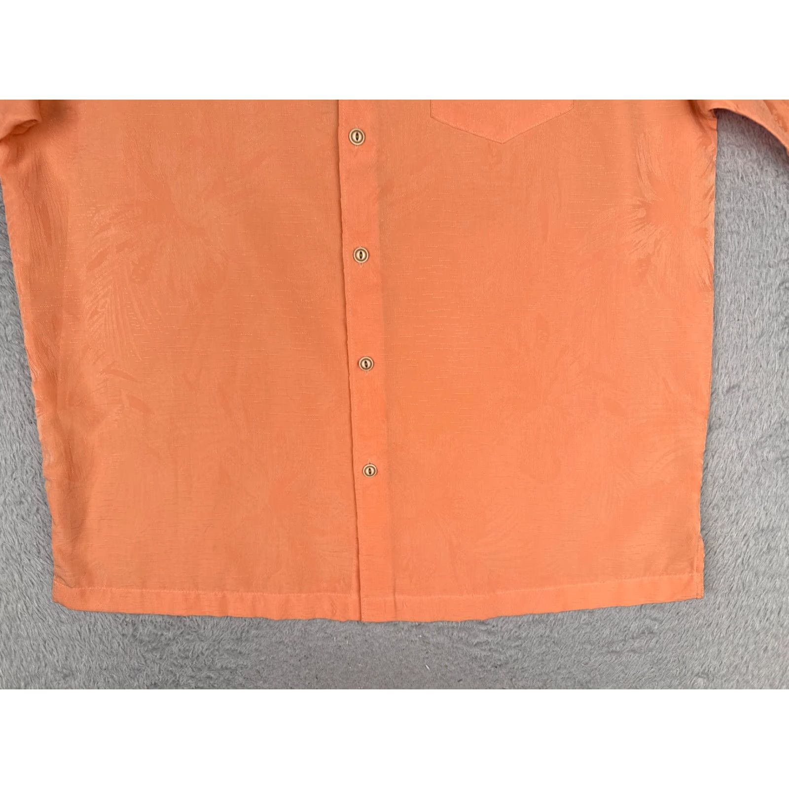 Cubavera Cubavera Men Shirt Casual Hawaiian Floral Orange Embroidered Button-Up Rayon Blend Size US L / EU 52-54 / 3 - 5 Thumbnail