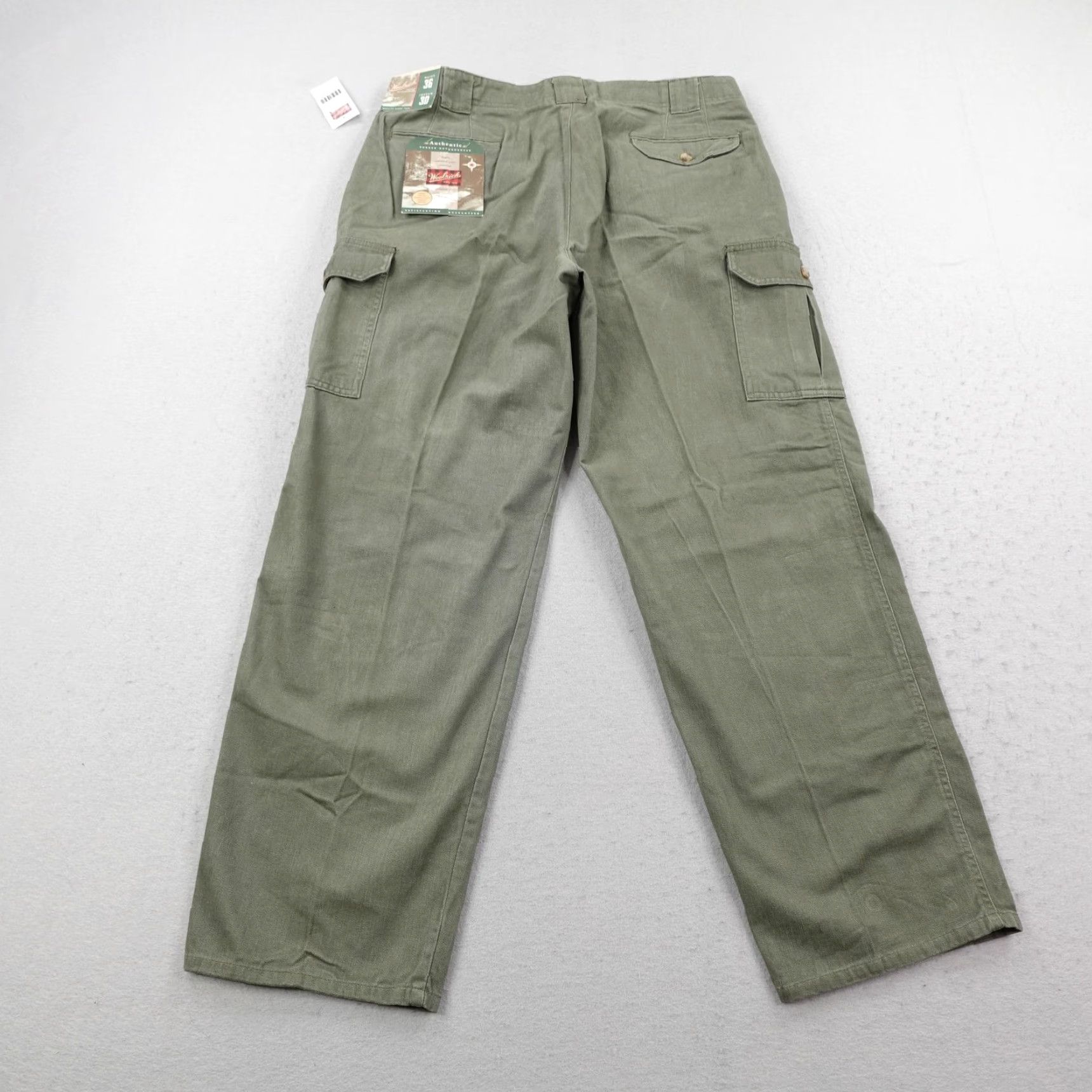 Vintage VINTAGE Woolrich Pants Mens 36x30 Cargo Canvas Green 90s Workwear Pleated Ready to Ship Mens Size US 36 / EU 52 - 5 Thumbnail