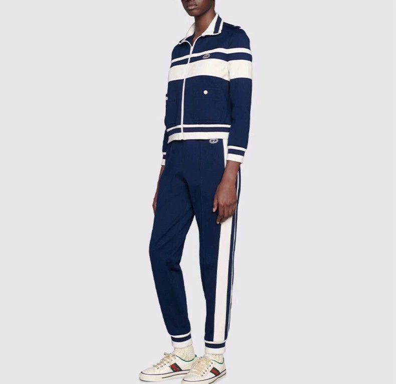 Gucci Gucci Size XS Blue and white pearl cotton striped double G Size US 30 / EU 46 - 8 Thumbnail