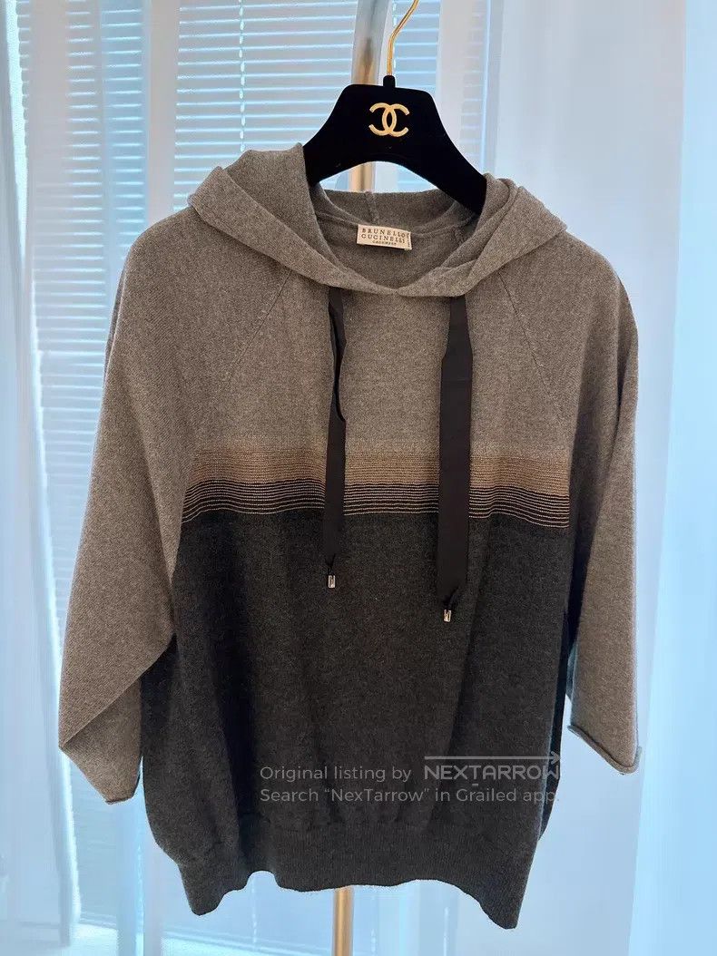 Brunello Cucinelli Brunello Cucinelli Grey and Black Colorblocked Hooded Cash Size XXS / US 00 / IT 34 - 1 Thumbnail