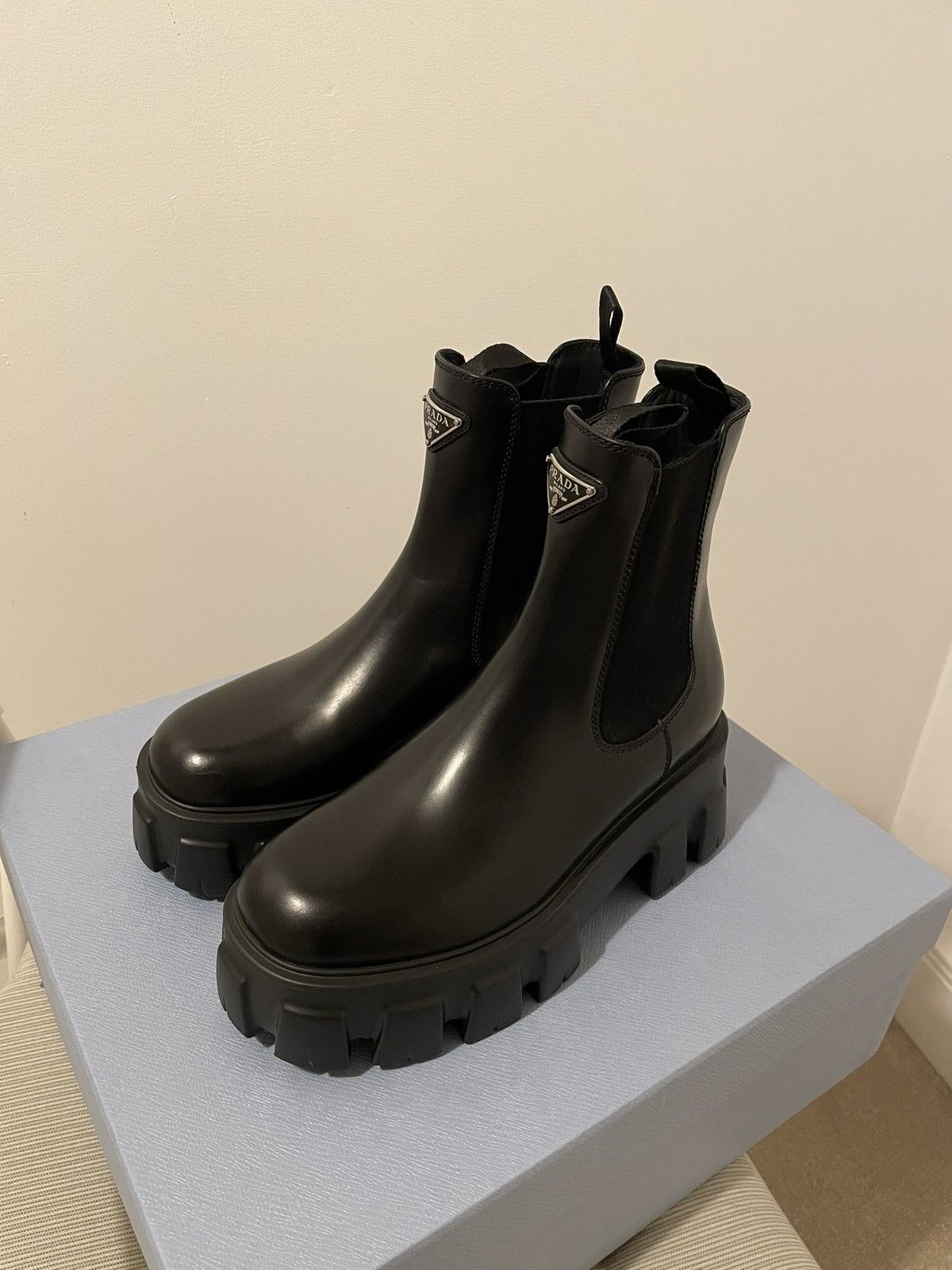 Prada Prada Monolith brushed leather Chelsea boots Size US 5.5 / IT 35.5 - 5 Thumbnail