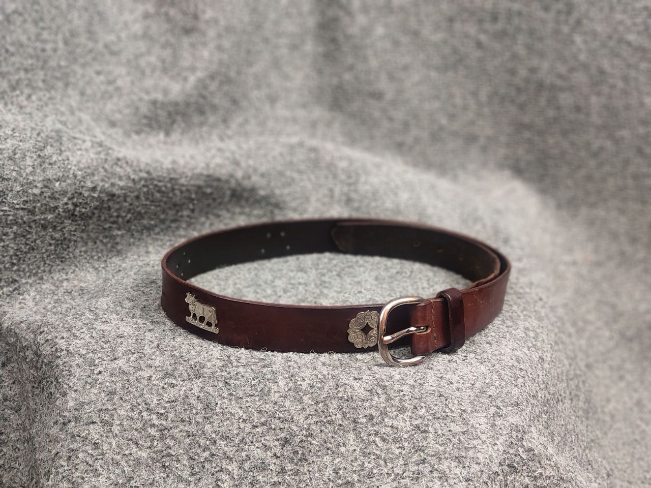 Etro Vintage 90's Leather Brown Belt Etro Cows Logo Y2K Style Size ONE SIZE - 2 Thumbnail