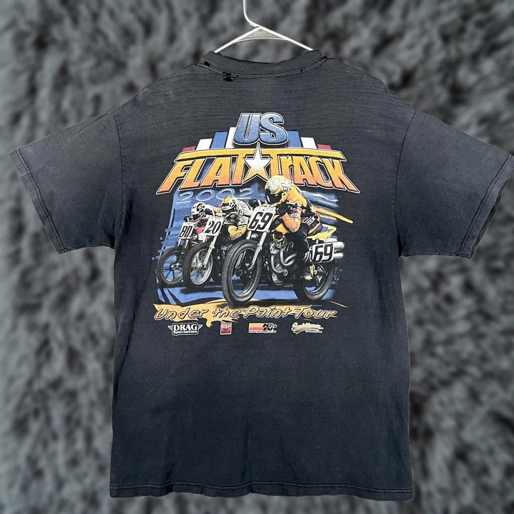 Fruit Of The Loom VINTAGE Fruit of the Loom Shirt Mens Large Black US Flat Track 2002 Motorcycle Racing Graphic Tee Size US L / EU 52-54 / 3 - 1 Thumbnail