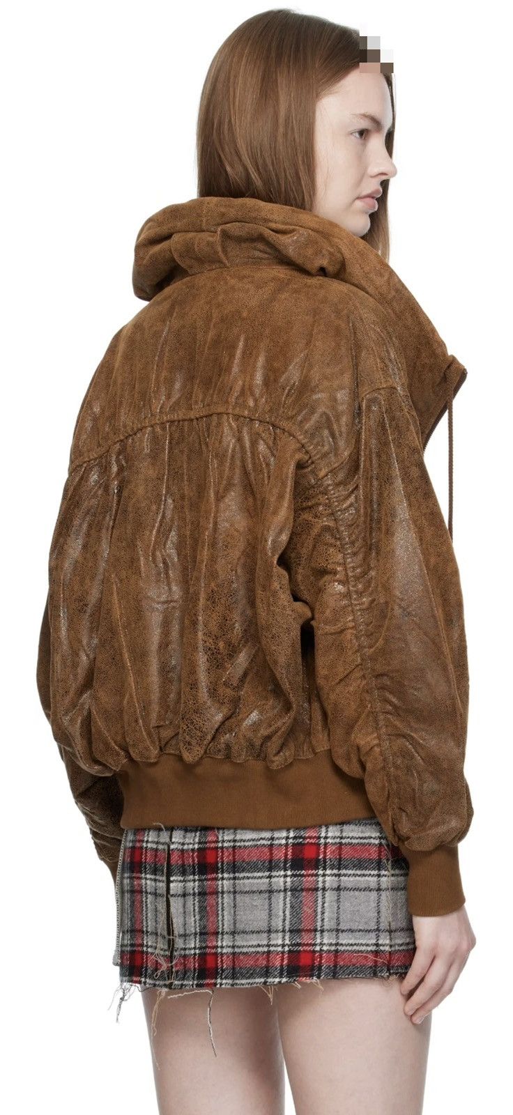 R13 R13 - LEATHER SHIRRED OVERSIZED BOMBER Size M / US 6-8 / IT 42-44 - 5 Thumbnail