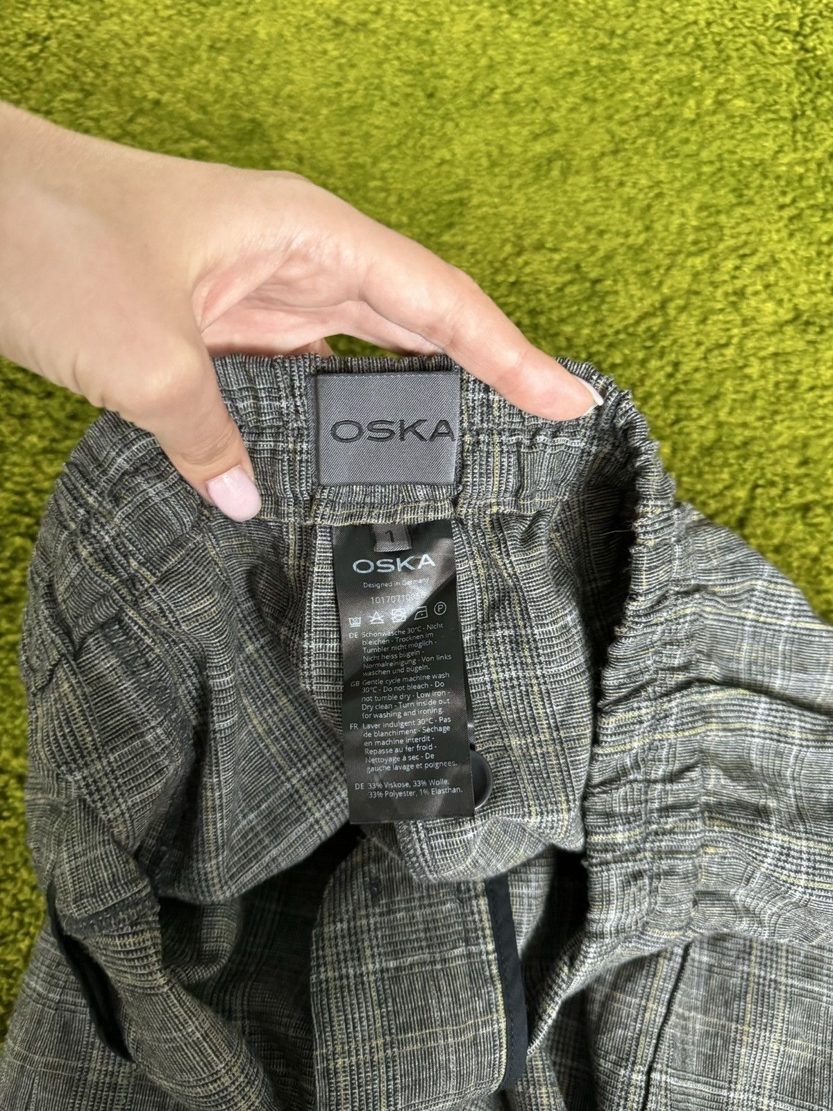 Designer Oska checkered wool blend wide leg samurai pants Size US 30 / EU 46 - 6 Thumbnail