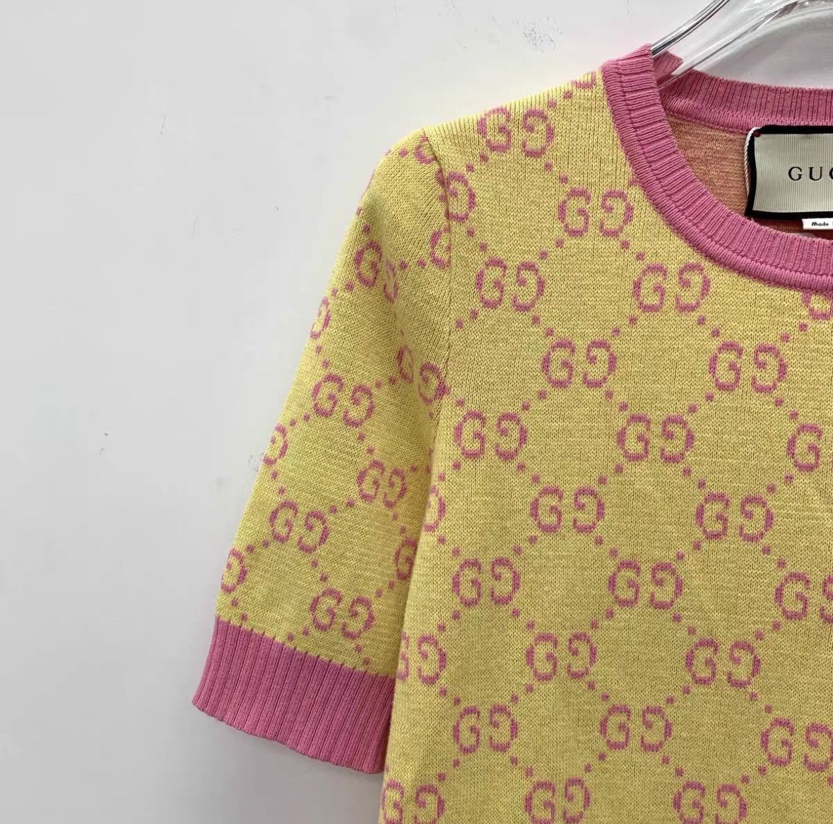 Gucci GUCCI Jacquard Wool Short Sleeve Knit Sweater K26WX Size S / US 4 / IT 40 - 3 Thumbnail