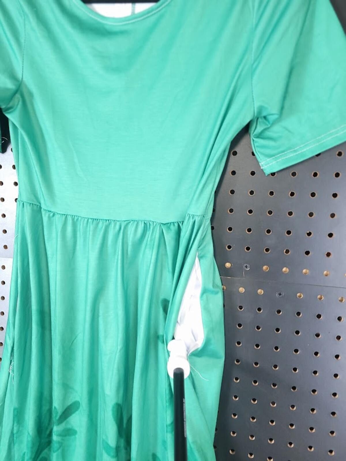 Unknown London Charming Green Midi Dress with Leaf Print - Small Size S / US 4 / IT 40 - 3 Thumbnail