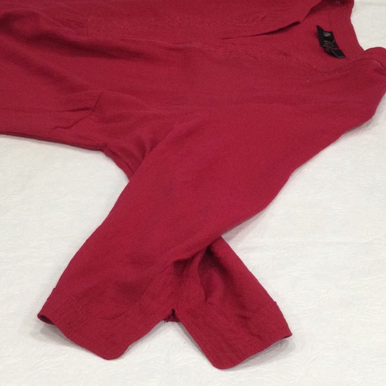 Other Maggie Barnes Embroidered Red V-neck 3/4 Split Sleeve Top 0X Size XL / US 12-14 / IT 48-50 - 16 Thumbnail