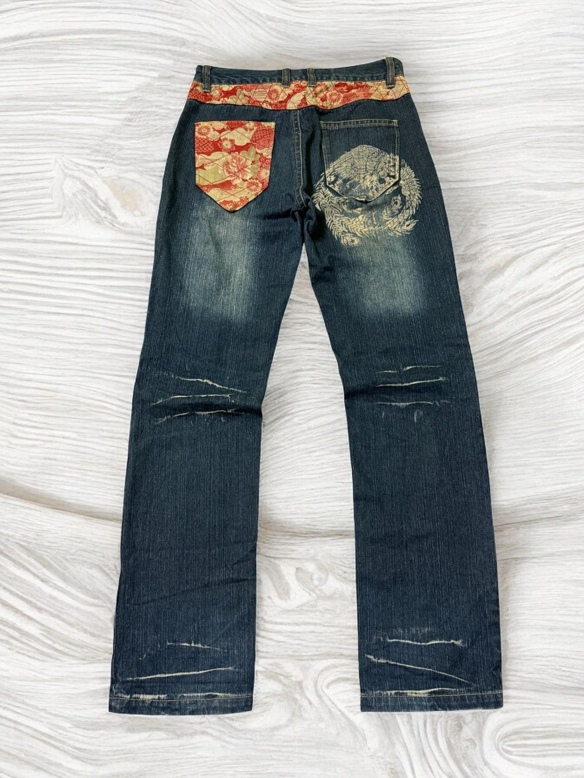 Japanese Brand × Vintage Vintage Japan Tattoo Koi Fish Acid Wash Floral Designs Jeans Size US 30 / EU 46 - 2 Thumbnail