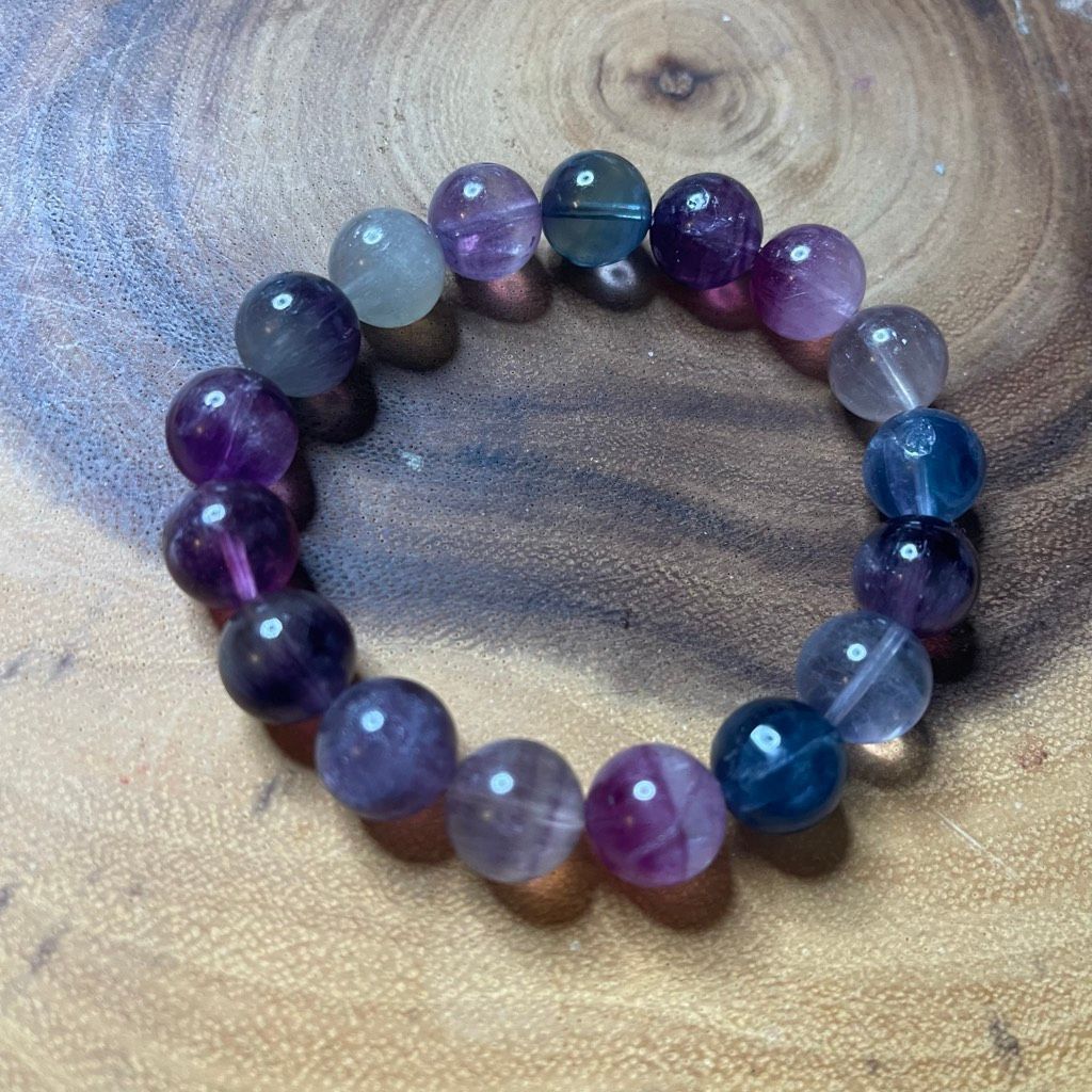 Other Fluorite bracelet striped layers rainbow colors stretch 13mm Size ONE SIZE - 1 Thumbnail