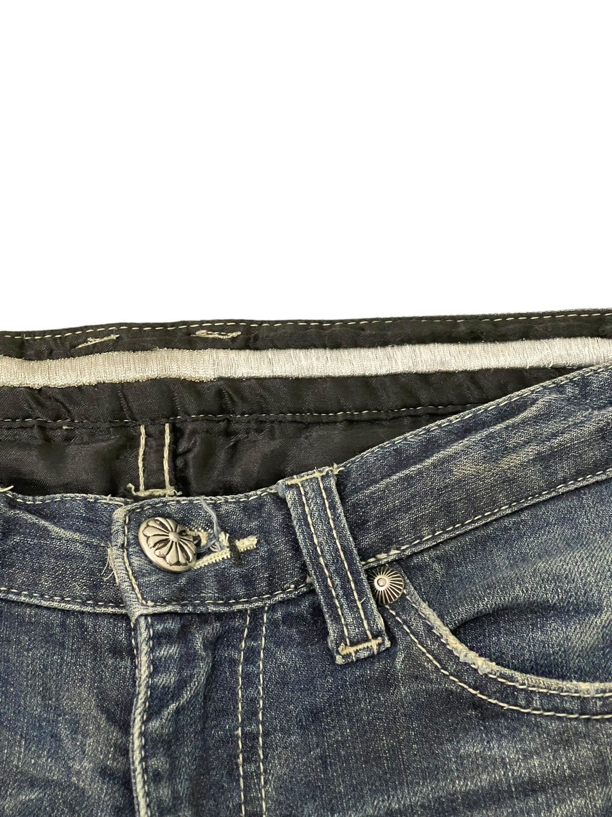 Japanese Brand Flare Jeans Army of No Faded Distress Low Rise Boot Cut 8🟦8 Size US 30 / EU 46 - 10 Thumbnail