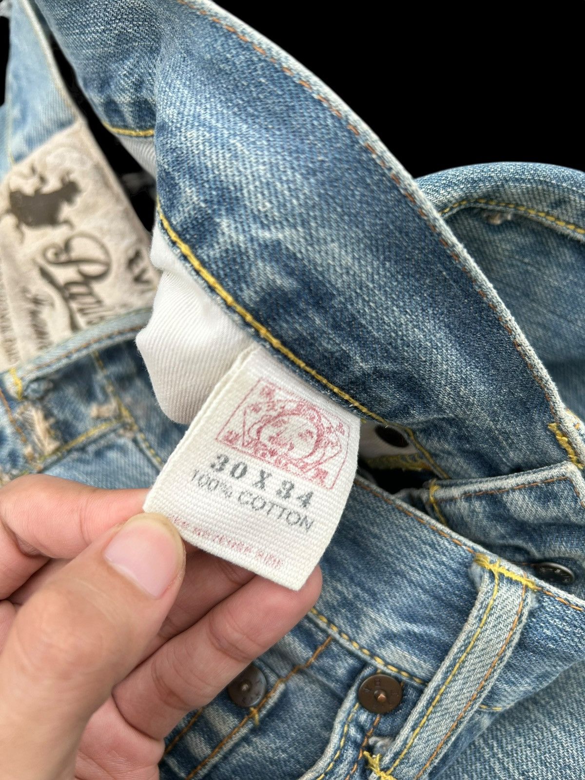 Japanese Brand × Kapital × Vintage Evisu Selvedge Distressed Evisu Paris Denim Jeans Size US 30 / EU 46 - 12 Thumbnail