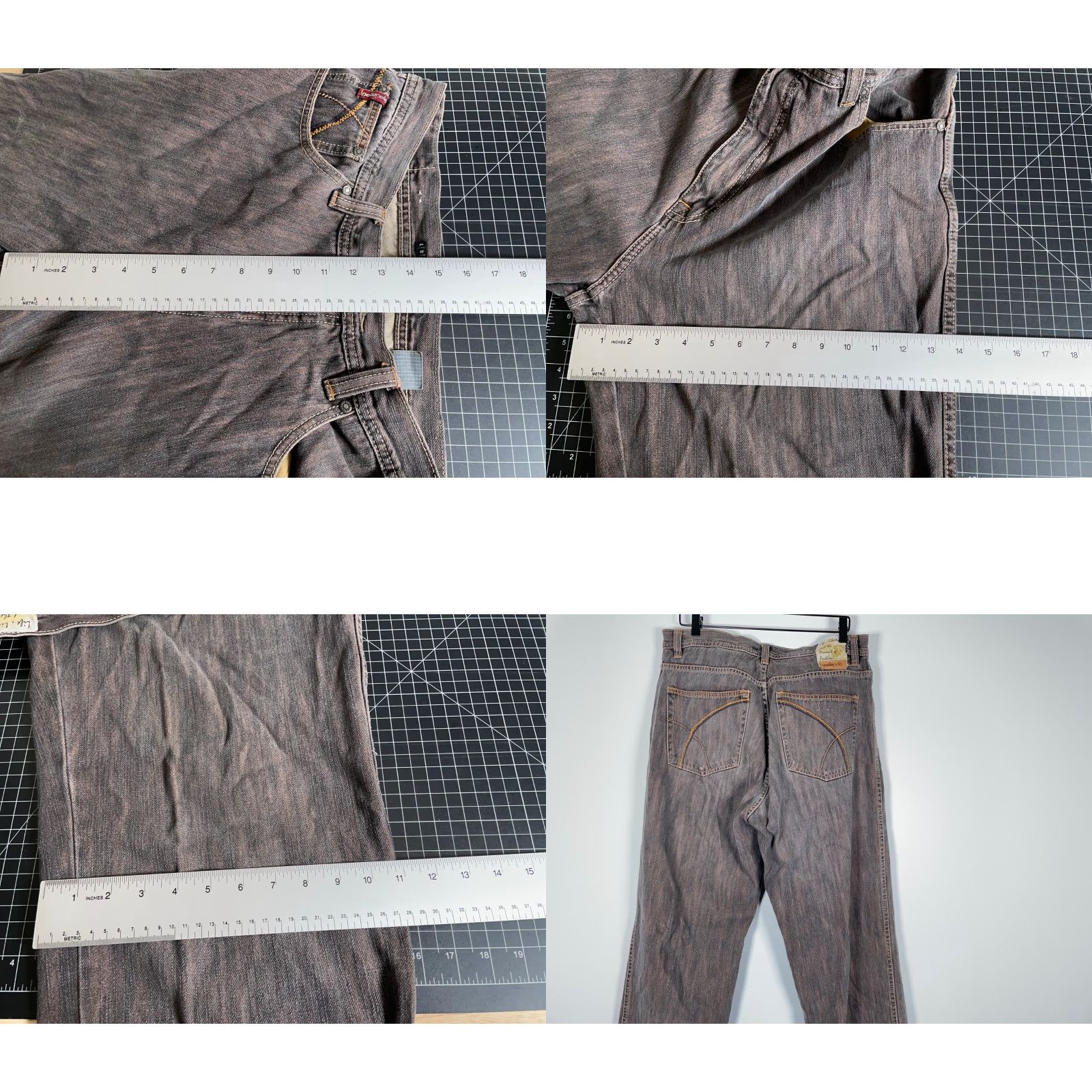 Pelle Pelle VINTAGE Pelle Pelle Baggy Fit Jeans Men 36 x 34 Dark Gray Streaky Loose Straight 90s Hip Hop Retro Jeans Mens Size US 36 / EU 52 - 8 Thumbnail