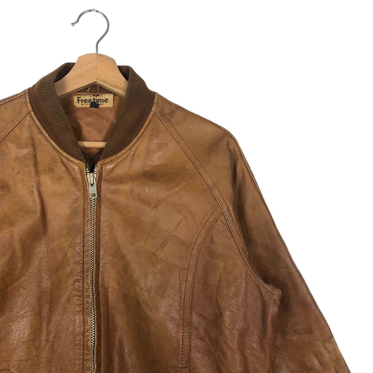 Japanese Brand 🔥90’s Vintage Leather Bomber Jacket Free Time Issey Miyake Size US XL / EU 56 / 4 - 5 Thumbnail