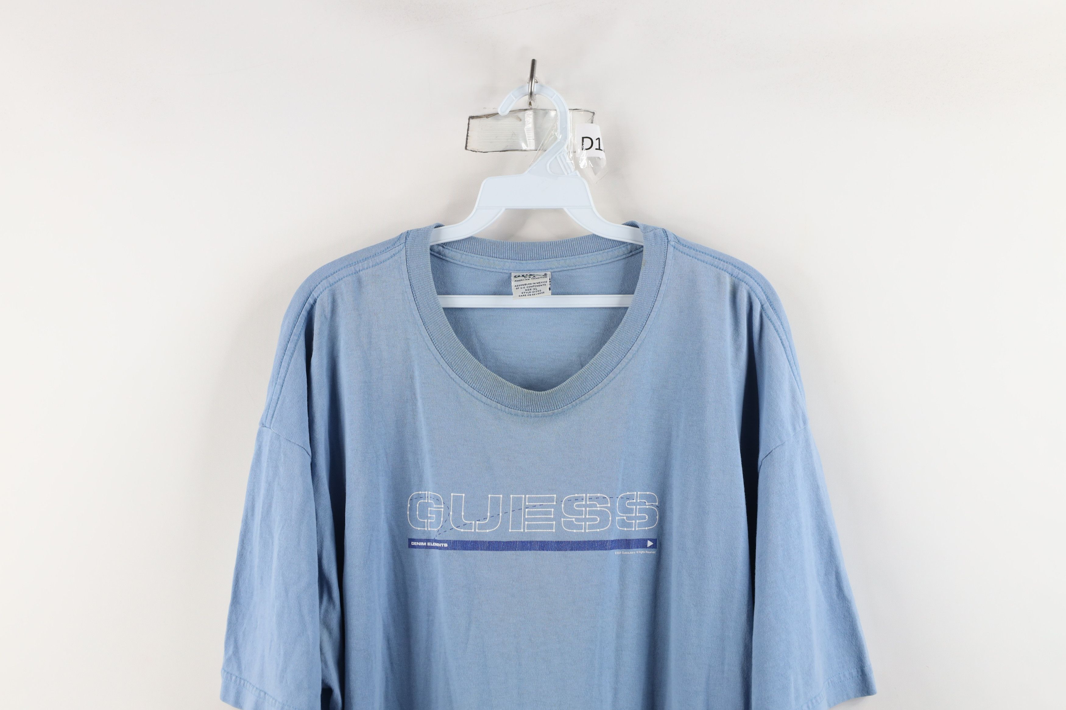 Guess × Vintage Vintage Y2K 2001 Guess Spell Out Stencil T-Shirt Blue Cotton Size US XL / EU 56 / 4 - 2 Thumbnail
