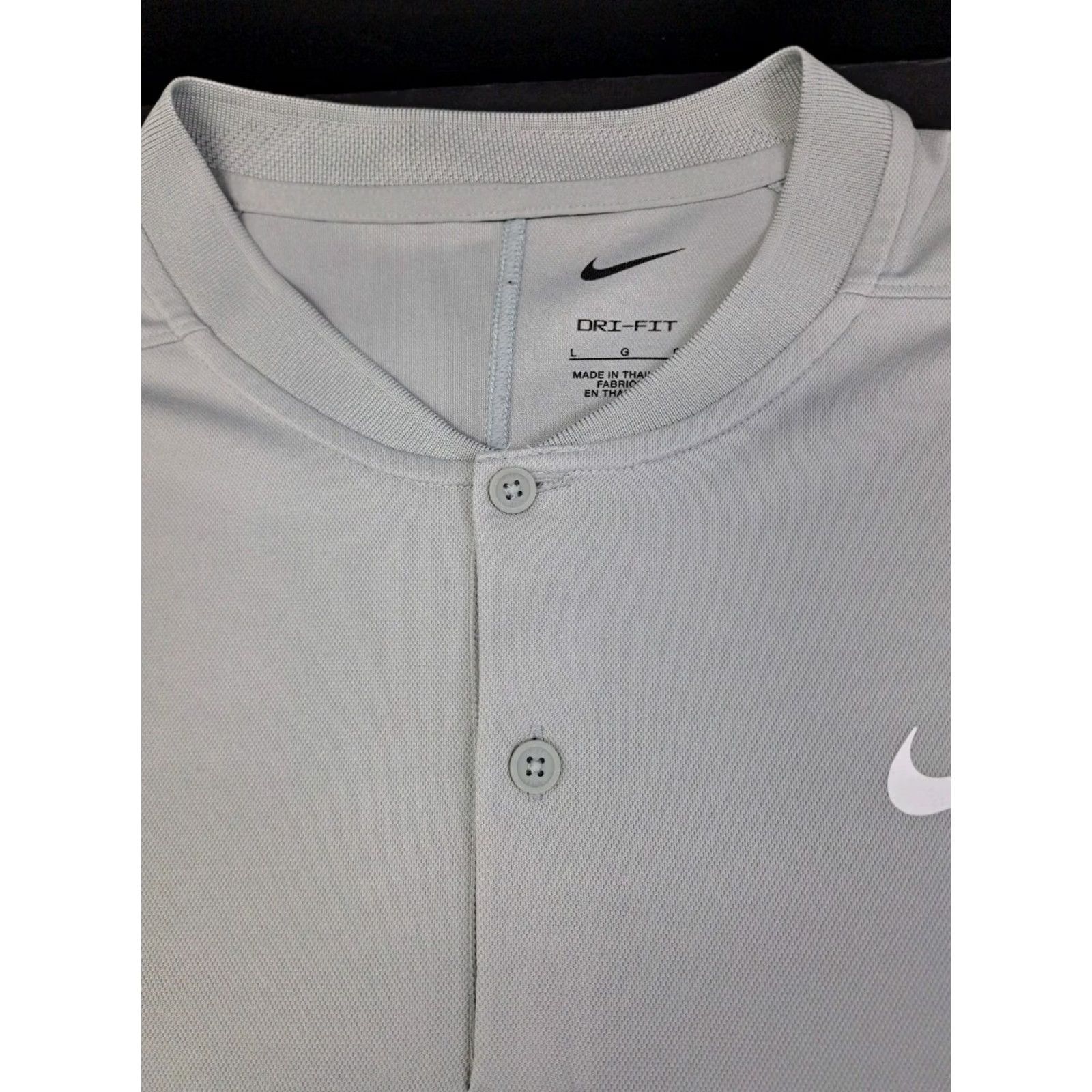 Nike Nike Dri-Fit Shirt Baseball Style Jersey Grey Large Men Short Sleeve Two Button Up Size US L / EU 52-54 / 3 - 2 Thumbnail
