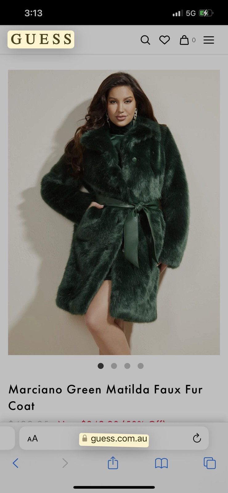 Guess Gorgeous Marciano Green Matilda Faux Fur Size L / US 10 / IT 46 - 4 Thumbnail