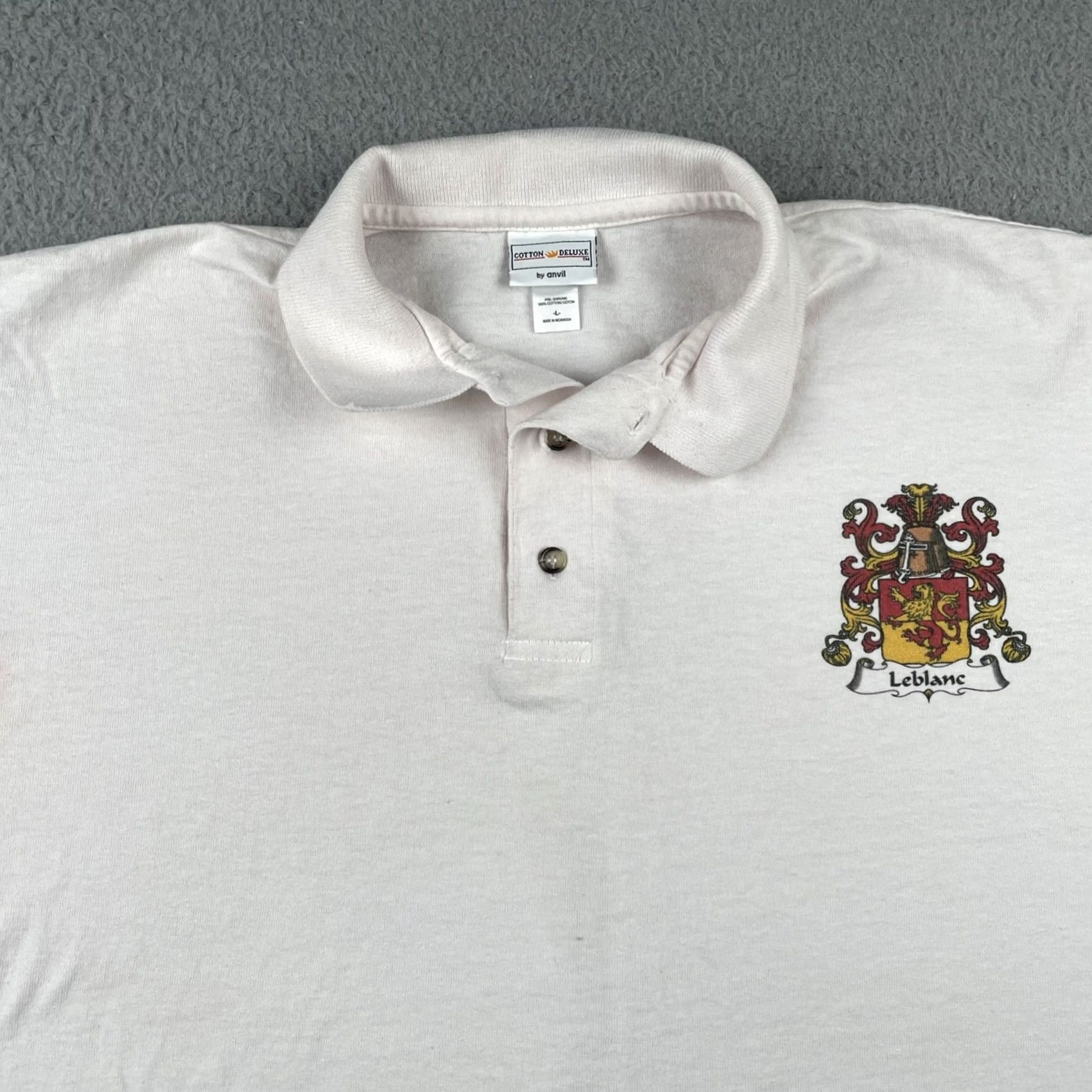 Anvil VINTAGE Anvil Polo Shirt White Cotton Crest Mens Large L Size US L / EU 52-54 / 3 - 2 Thumbnail