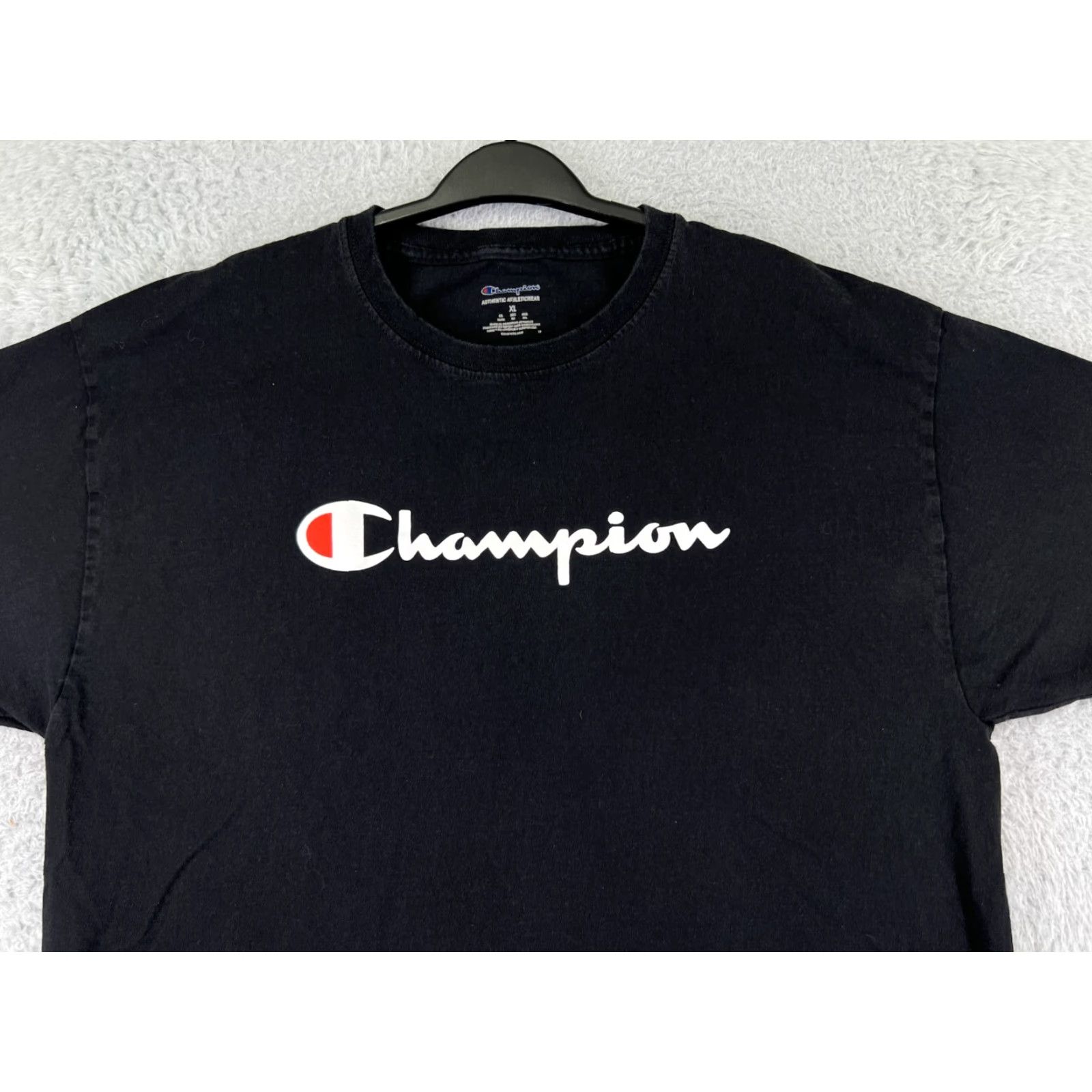 Champion Champion Shirt Men XL Black Logo Short Sleeve Crew Neck Cotton Size US XL / EU 56 / 4 - 5 Thumbnail