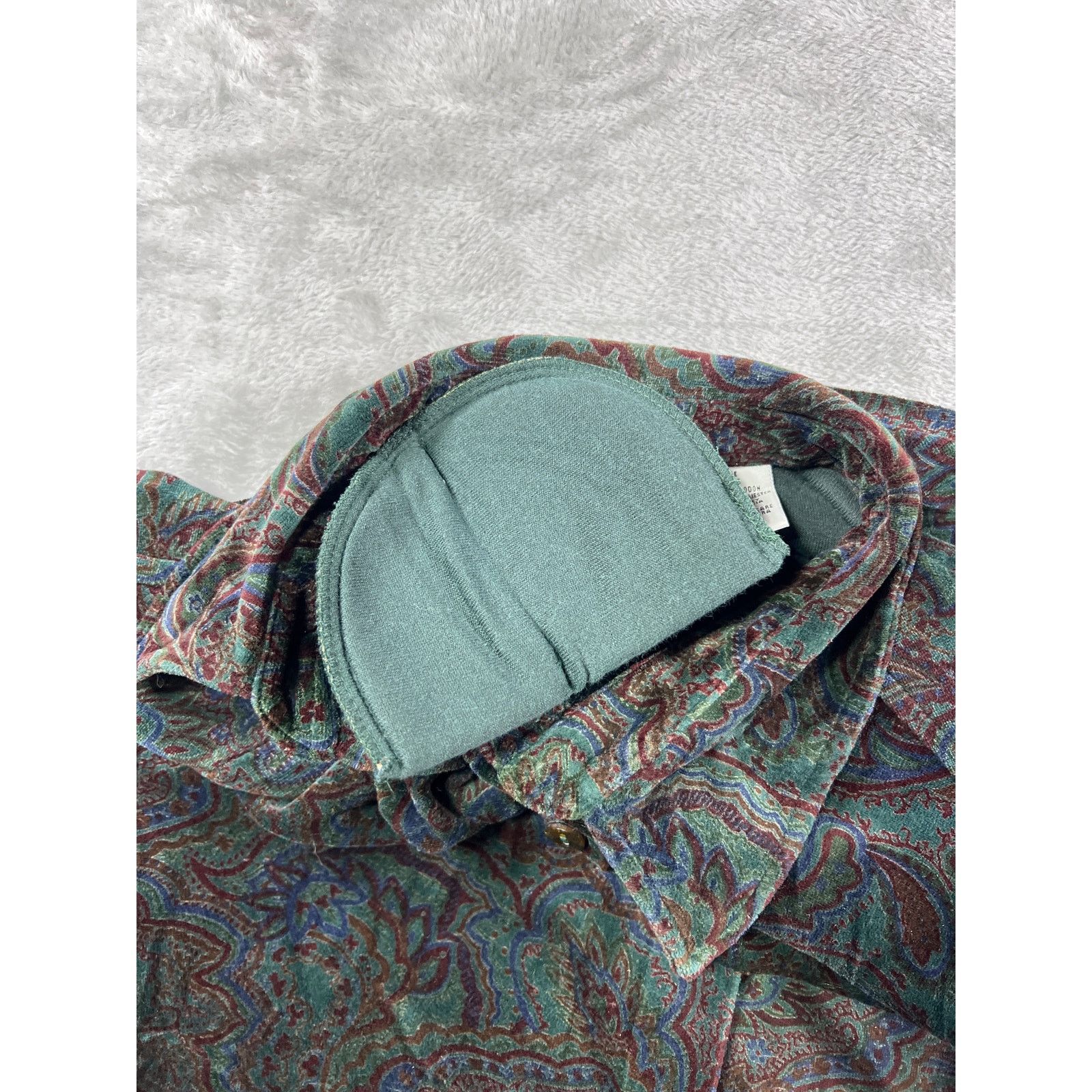 Other Vintage Paisley Velvet Feel Button Up Blouse Shoulder Pads L Size L / US 10 / IT 46 - 6 Thumbnail
