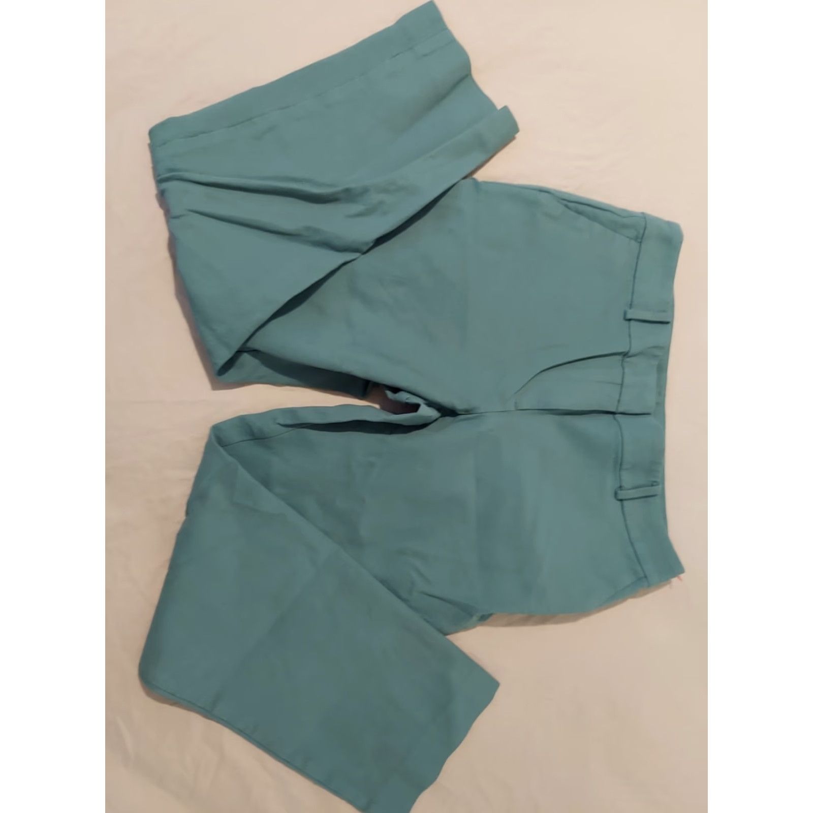 Ann Taylor Womens Ann Taylor Dress Pants 10 Green Slack Chino Khaki Trouser Cotton Size 32" / US 10 / IT 46 - 2 Thumbnail