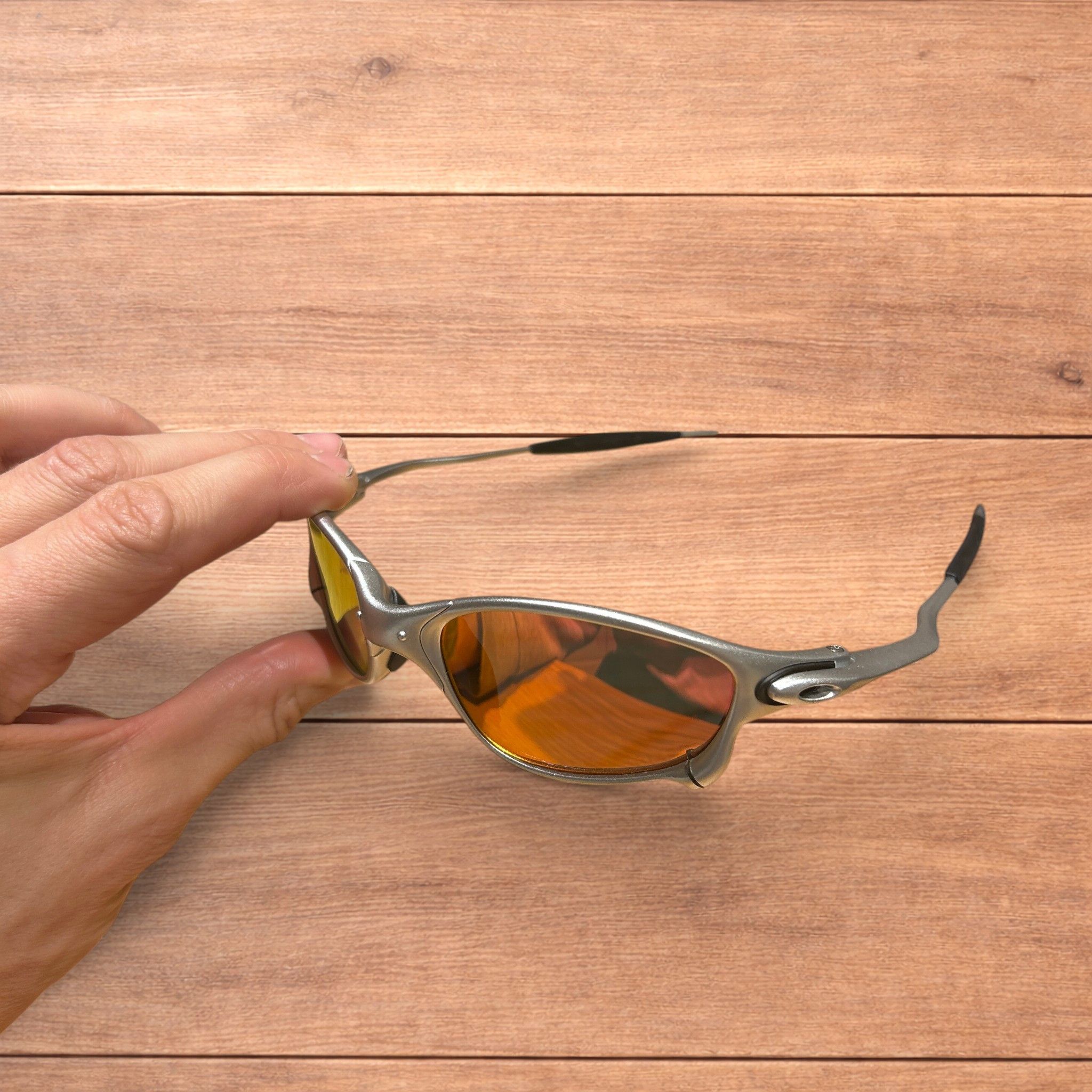 Japanese Brand Insane metal frame sunglasses in silver with orange lens. Size ONE SIZE - 2 Thumbnail