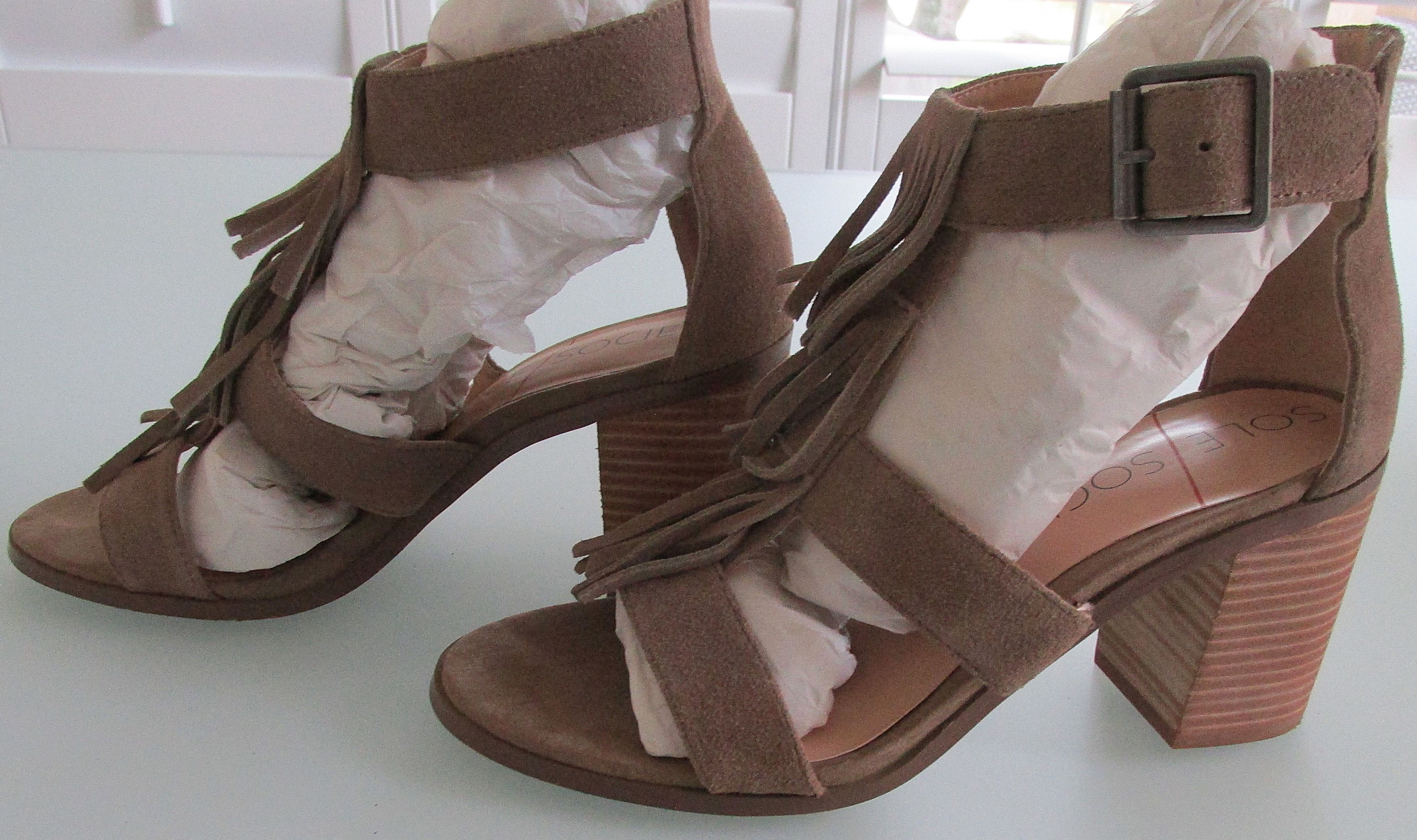 Other Sole Society Suede Open Toe Fringe Heels Size 8M Size US 8 / IT 38 - 4 Thumbnail