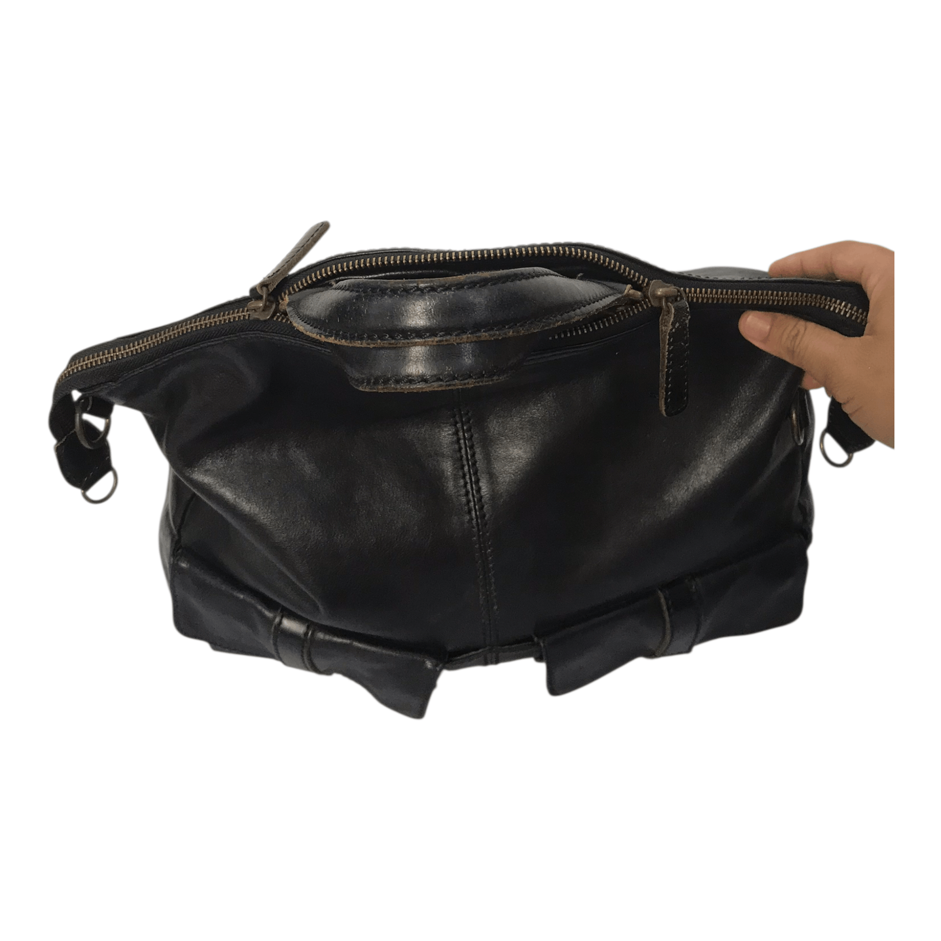 Genuine Leather Griff Black Leather Bag Size ONE SIZE - 6 Thumbnail